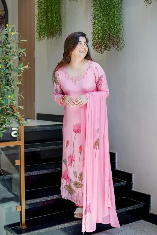 Nama’s Floral Grace Embroidered Anarkali Set