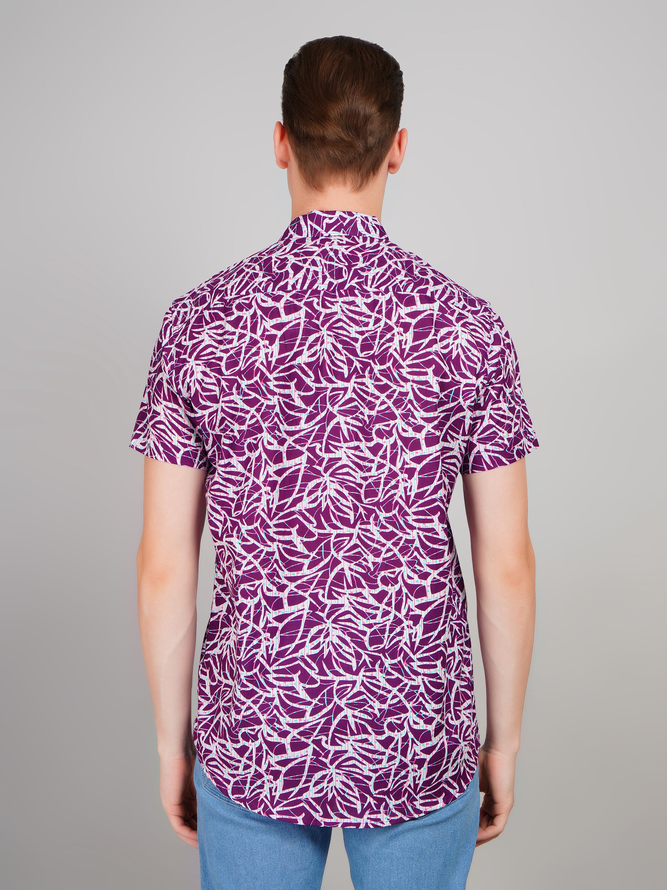 Louis Monarch Premium Purple  Jaipuri Printed Cotton Casual Shirt