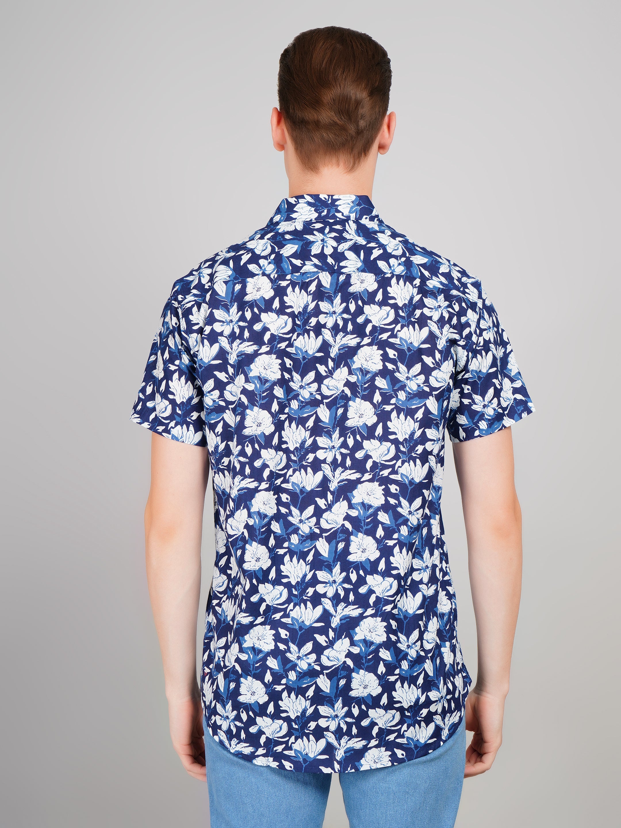 Louis Monarch Premium Blue Jaipuri Printed Cotton Casual Shirt