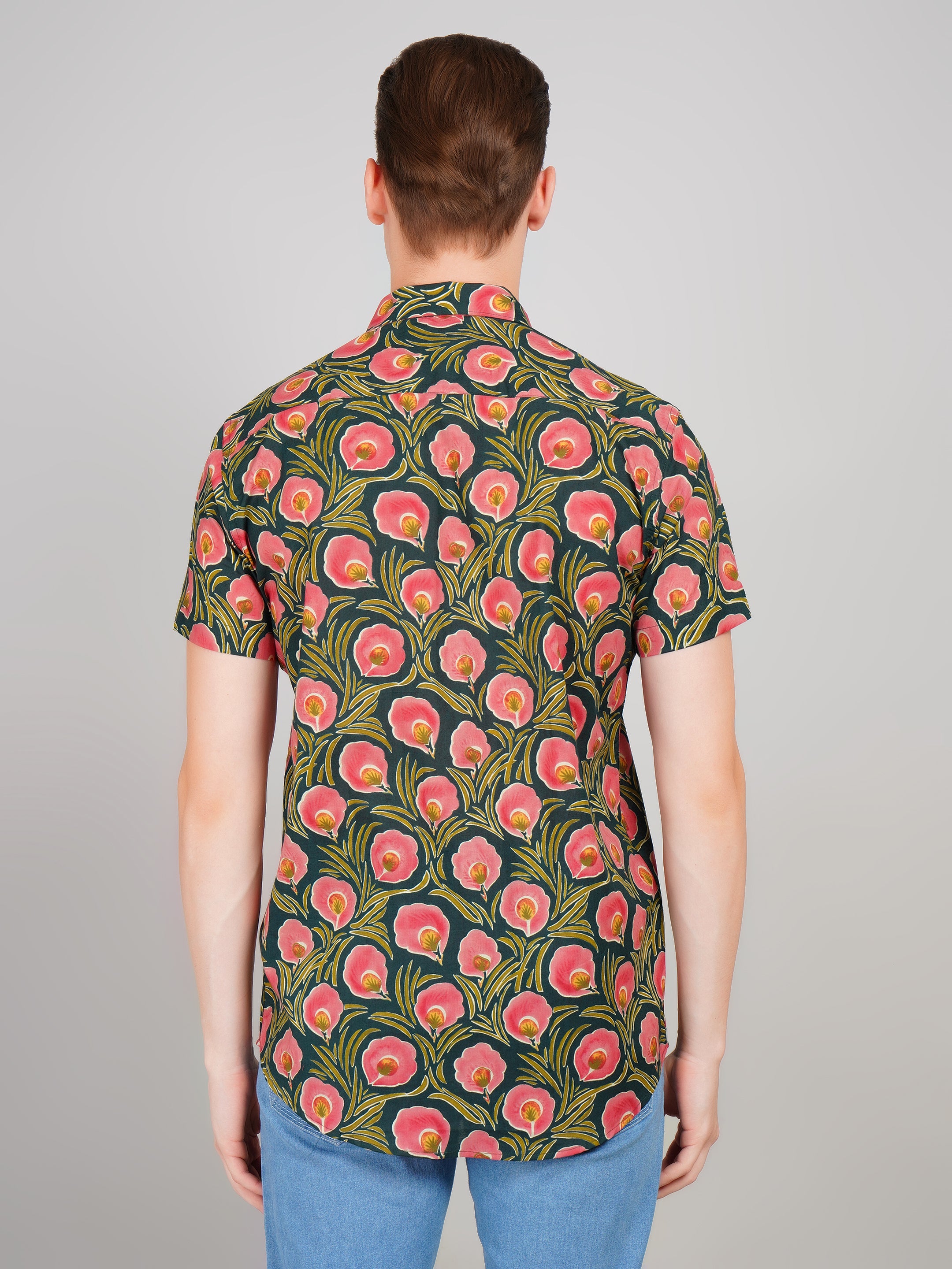 Louis Monarch Premium Green Jaipuri Printed Cotton Casual Shirt