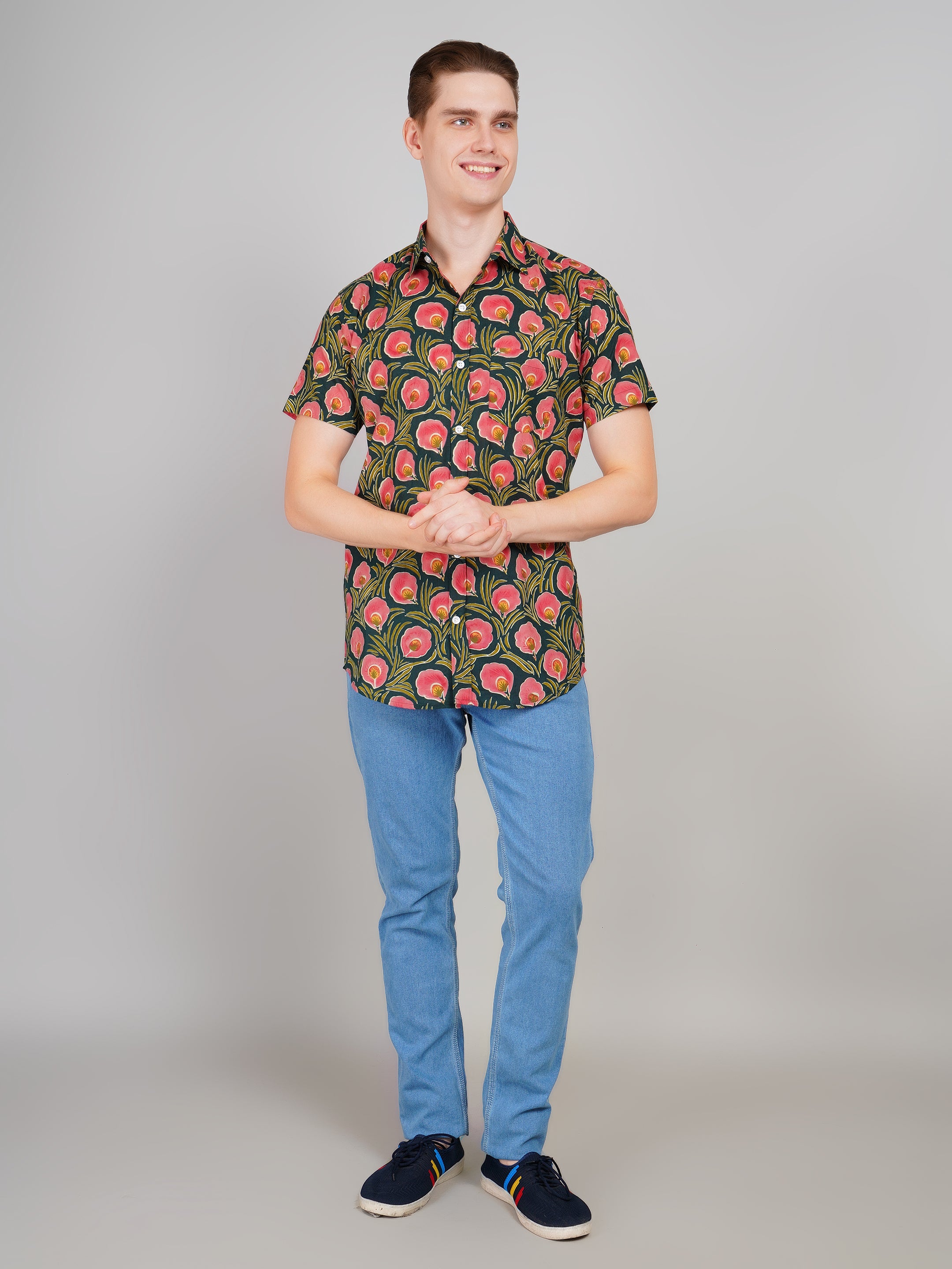 Louis Monarch Premium Green Jaipuri Printed Cotton Casual Shirt