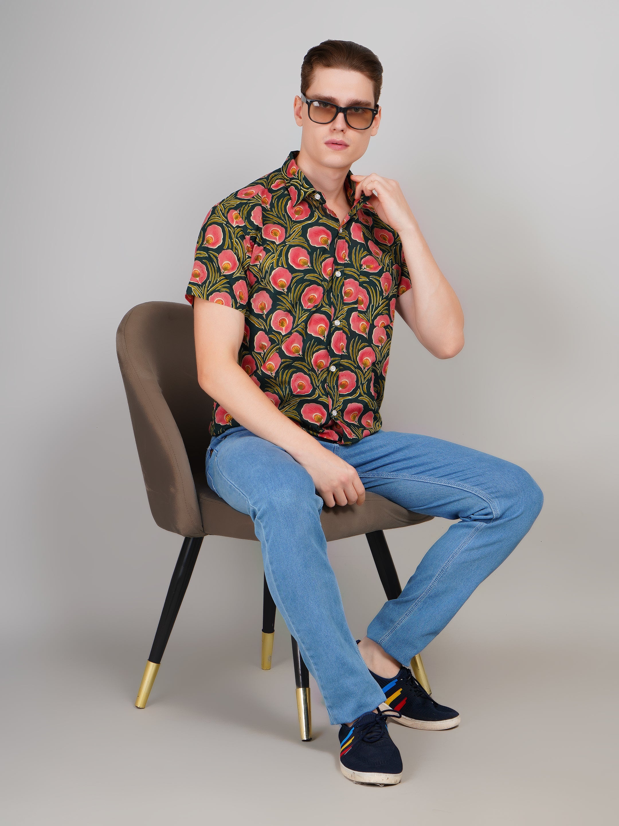 Louis Monarch Premium Green Jaipuri Printed Cotton Casual Shirt