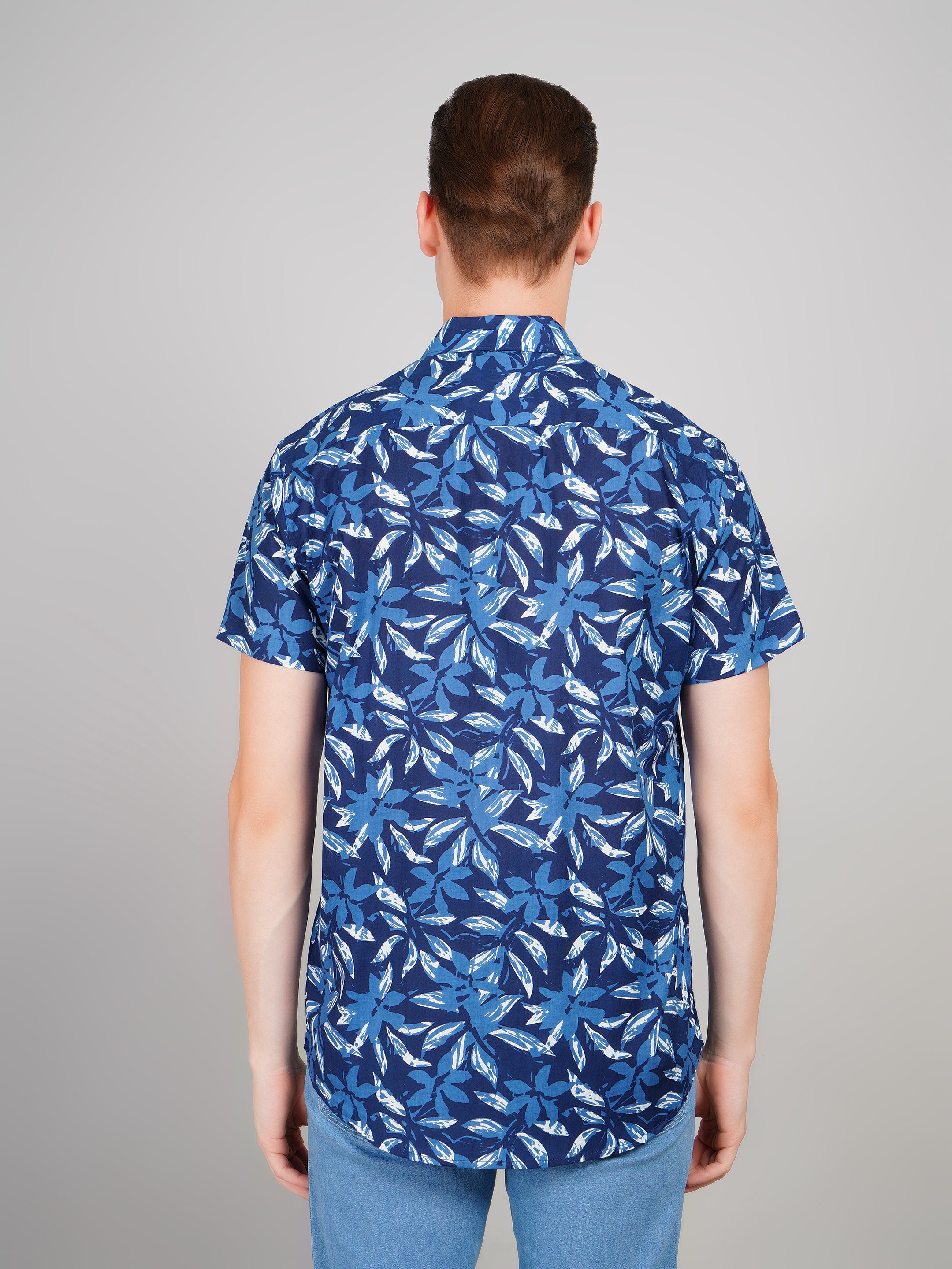 Louis Monarch Premium Blue Jaipuri Printed Cotton Casual Shirt