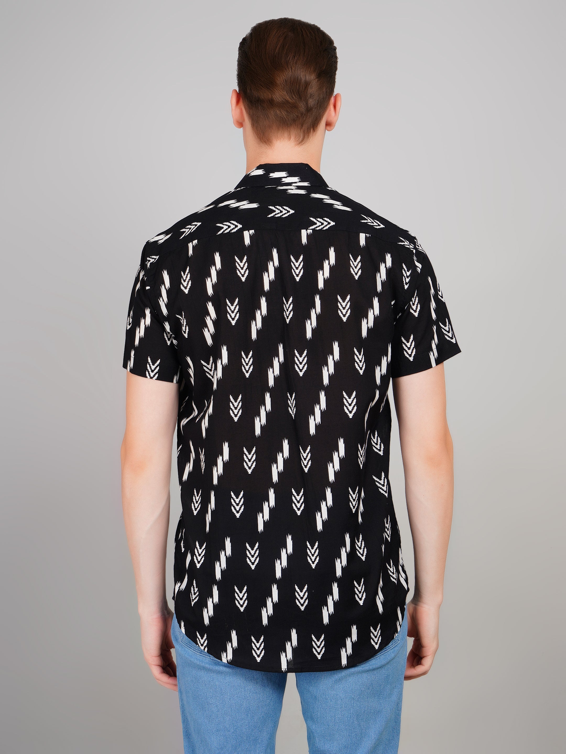 Louis Monarch Premium Black Jaipuri Printed Cotton Casual Shirt