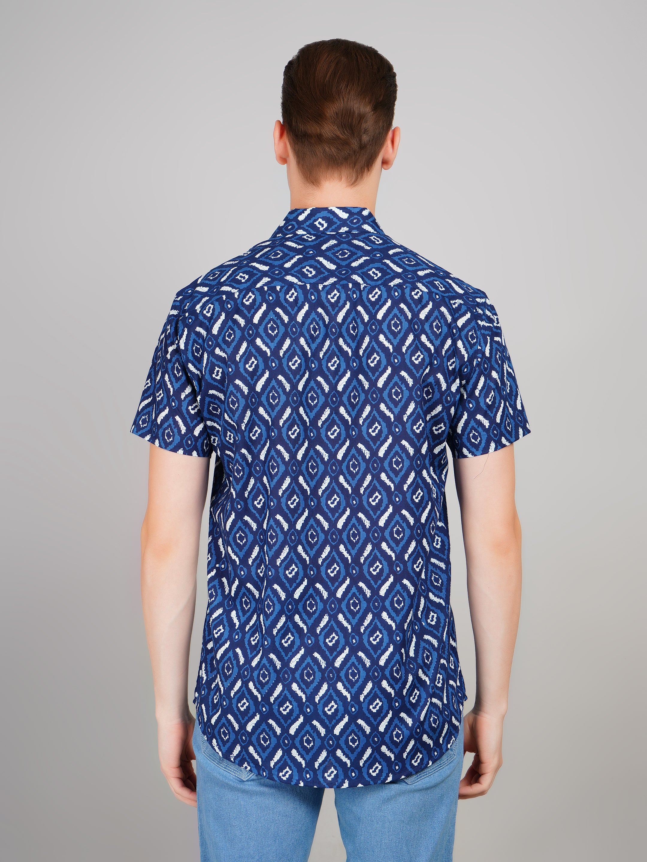 Louis Monarch Premium Blue Jaipuri Printed Cotton Casual Shirt