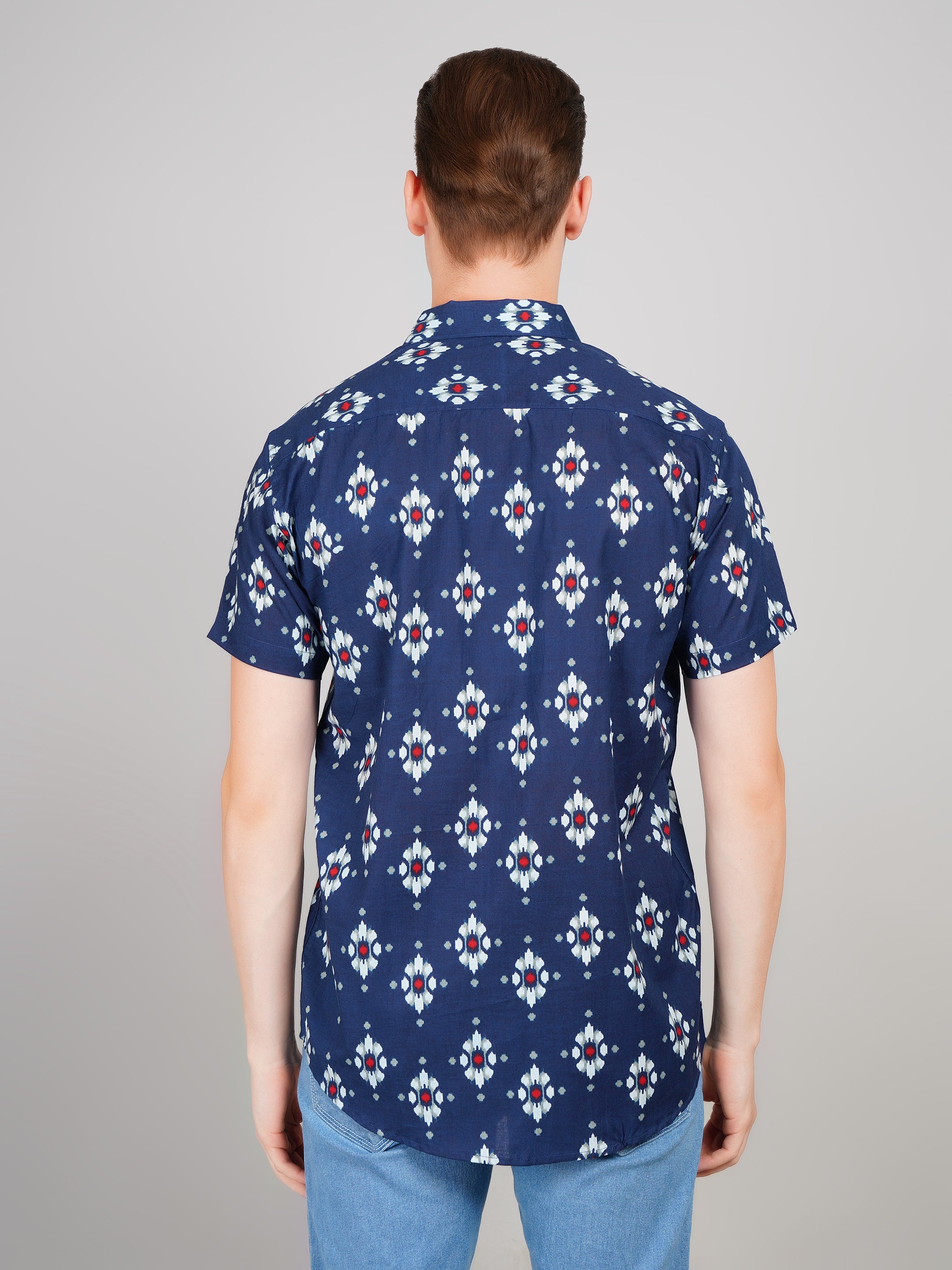 Louis Monarch Premium BlueJaipuri Printed Cotton Casual Shirt