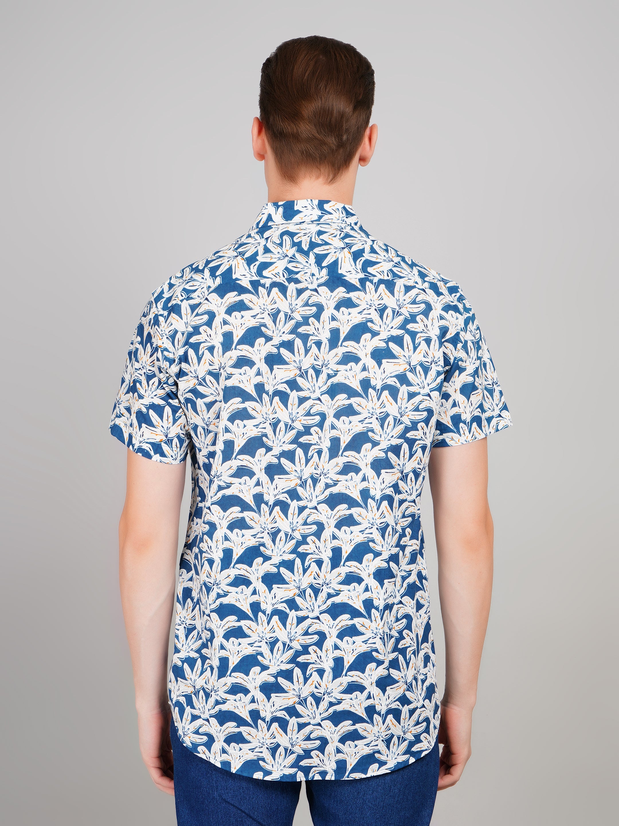 Louis Monarch Premium Light Blue Jaipuri Printed Cotton Casual Shirt