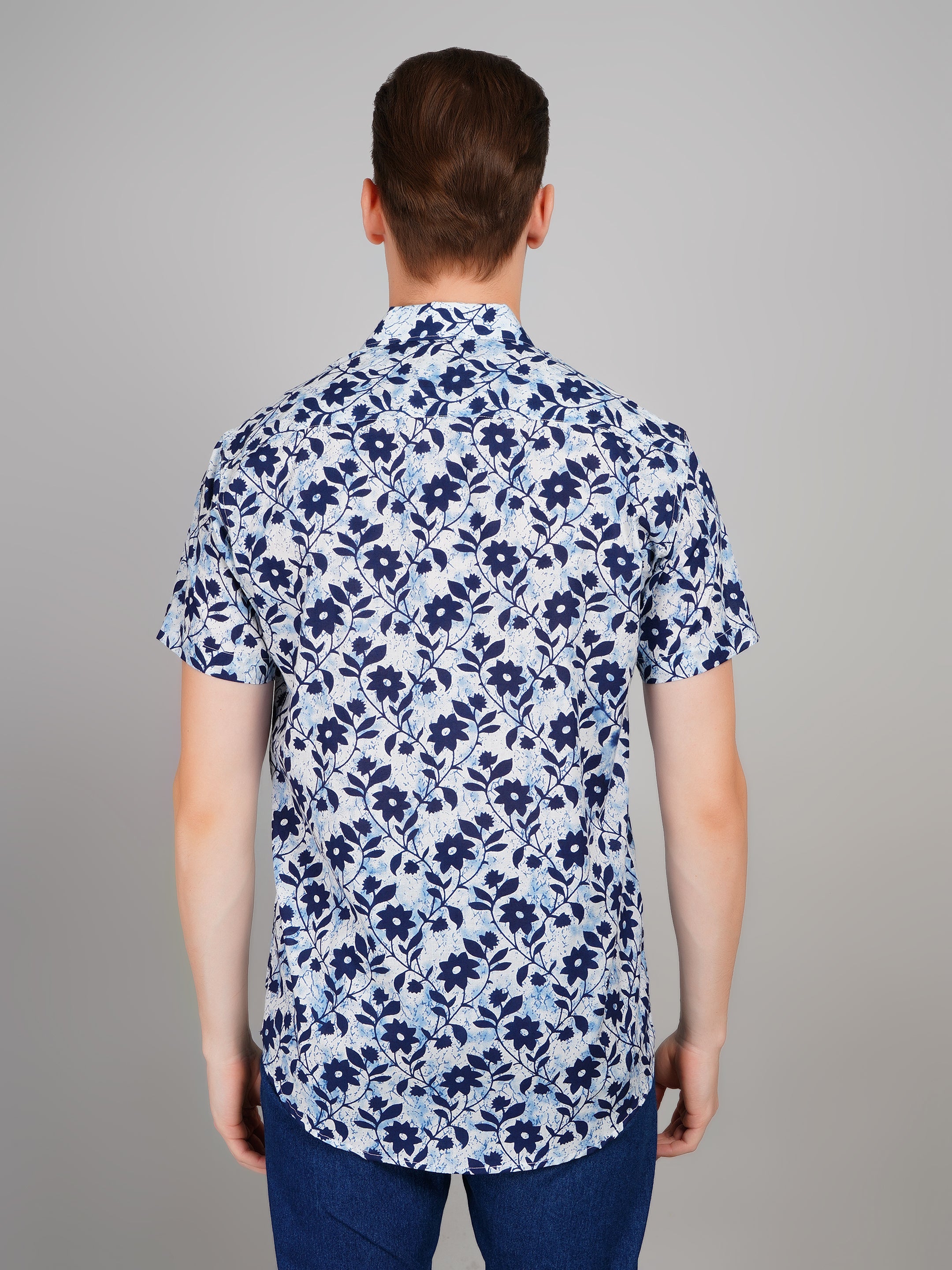 Louis Monarch Premium Jaipuri Printed Cotton Off White Half Sleeve Casual Shirt