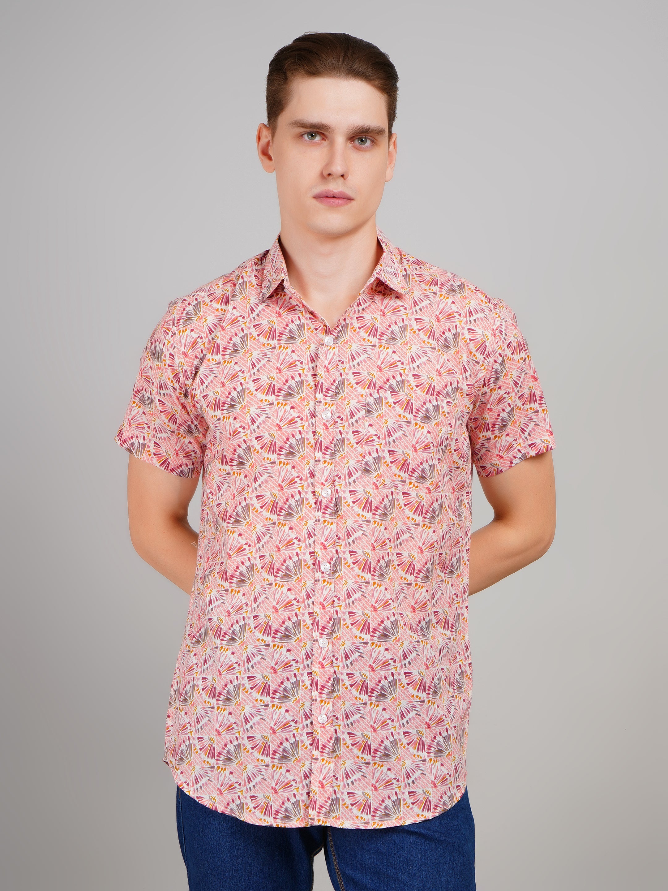 Louis Monarch Premium Jaipuri Printed Cotton Half Sleeve Casual Shirt