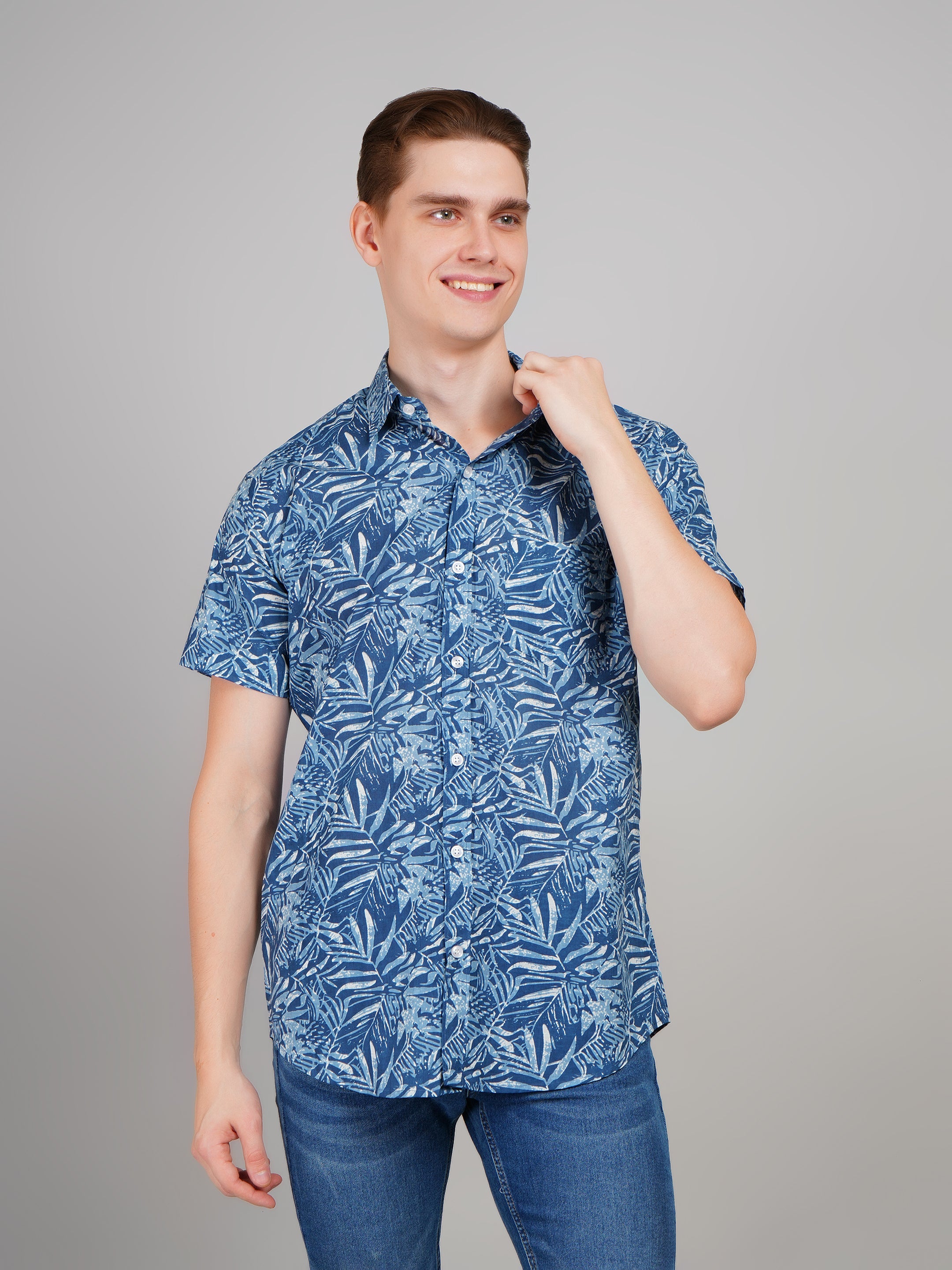 Louis Monarch Premium Jaipuri Printed Cotton Half Sleeve Casual Shirt