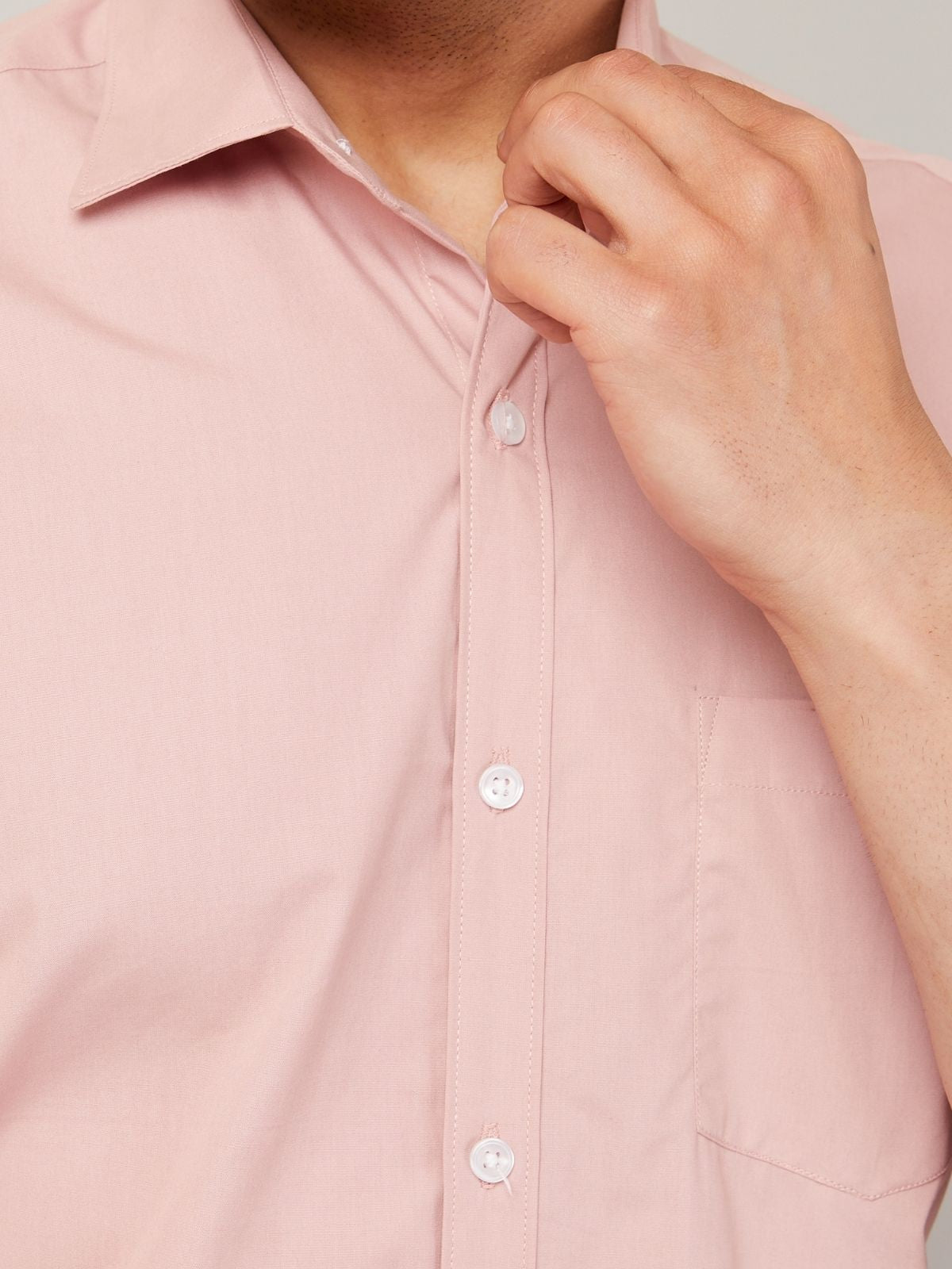 Louis Monarch Men Regular Fit Solid Spread  Collar Casual Light Peach Color Shirt