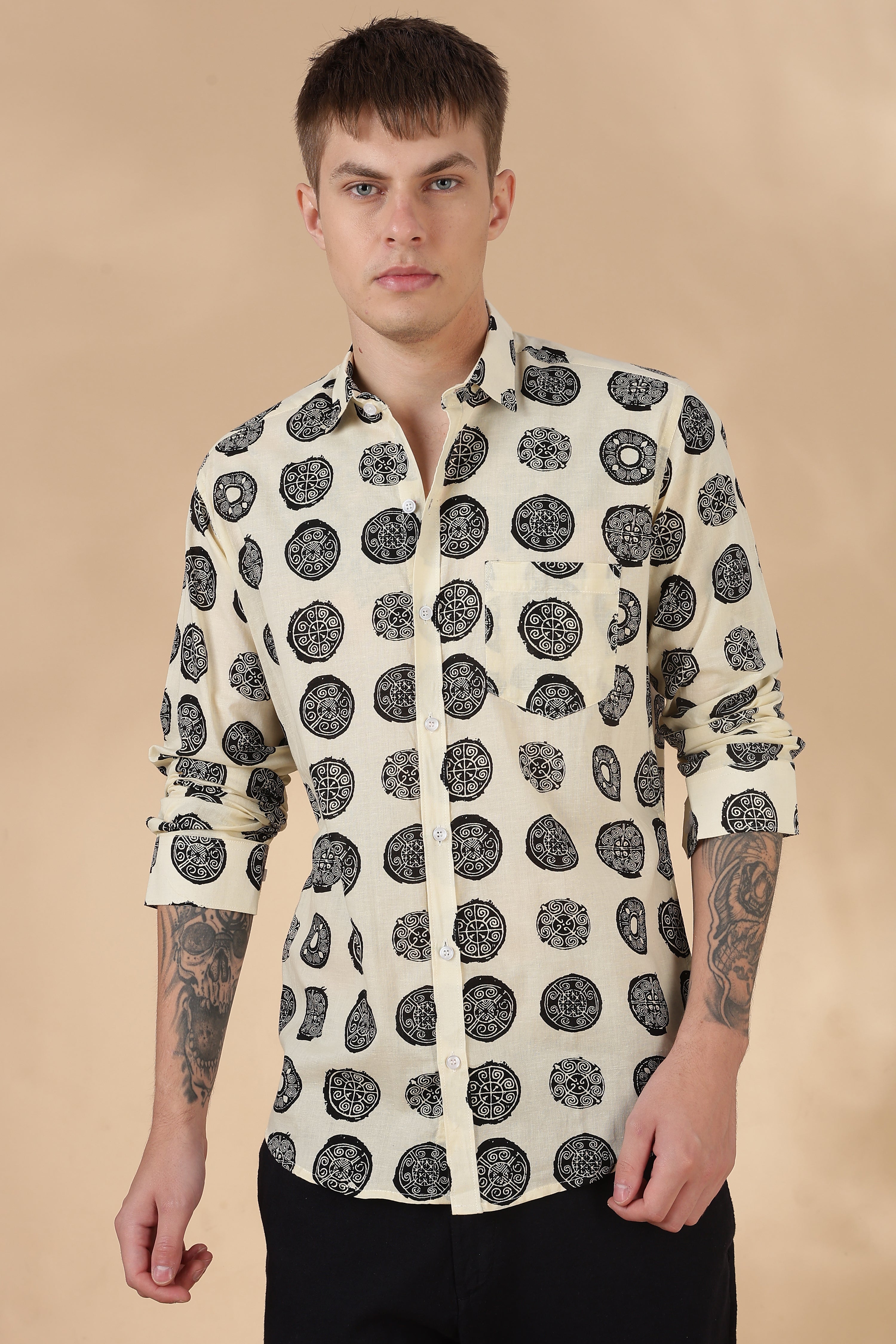 Nama’s Men Full Sleeve Printed Cotton Shirt