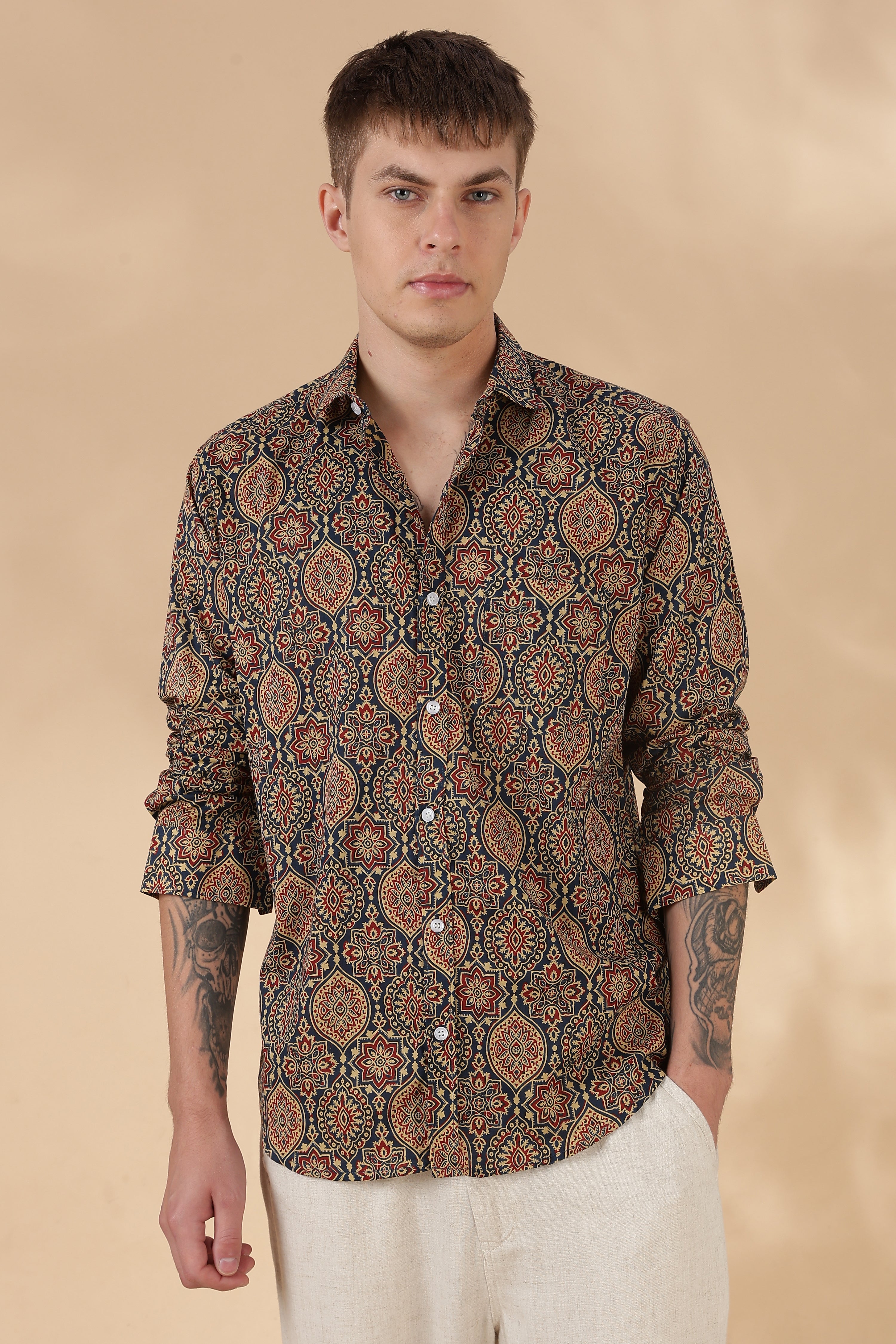 Nama’s Men Full Sleeve Printed Cotton Shirt