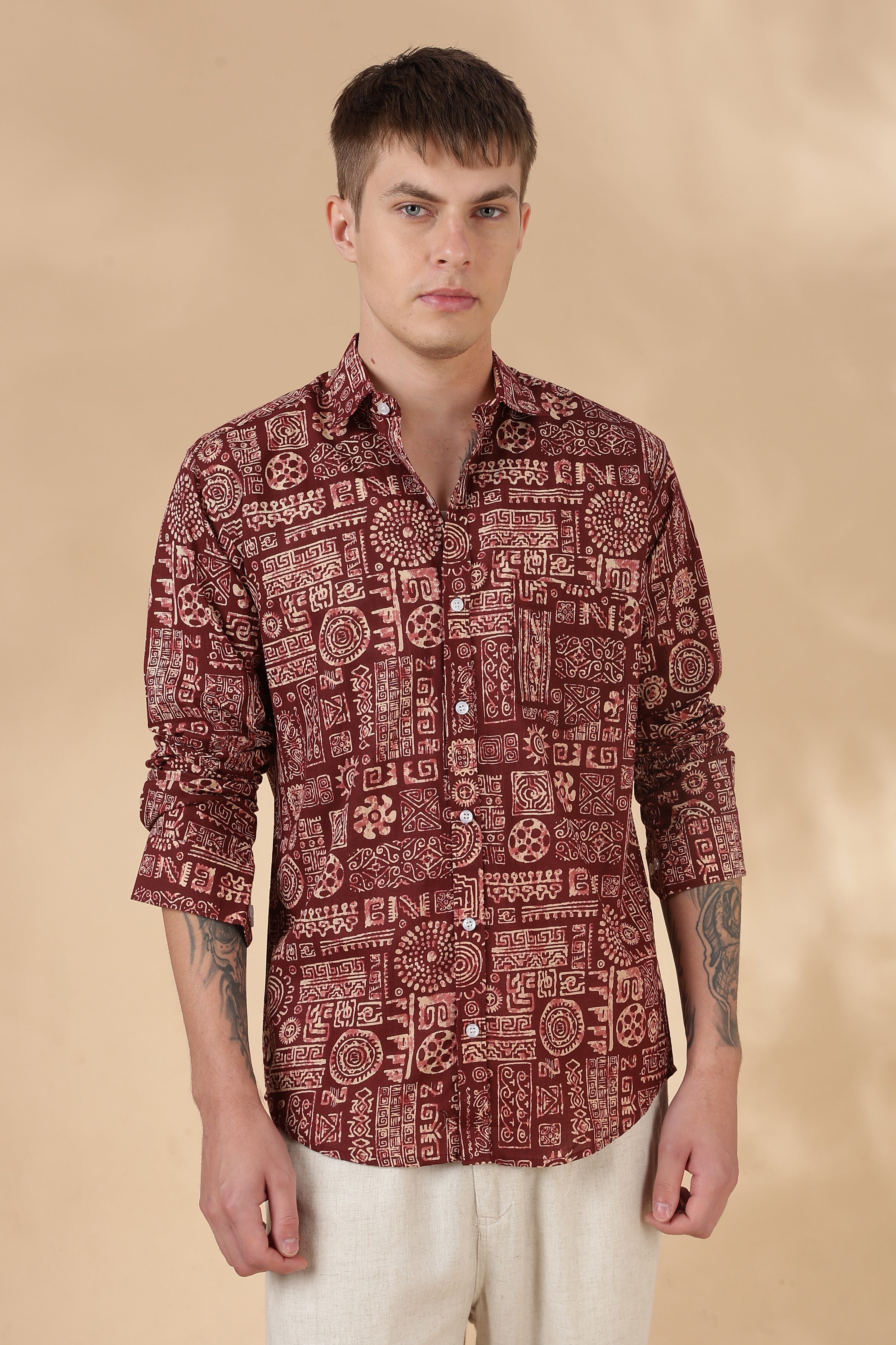 Nama’s Men Full Sleeve Printed Cotton Shirt