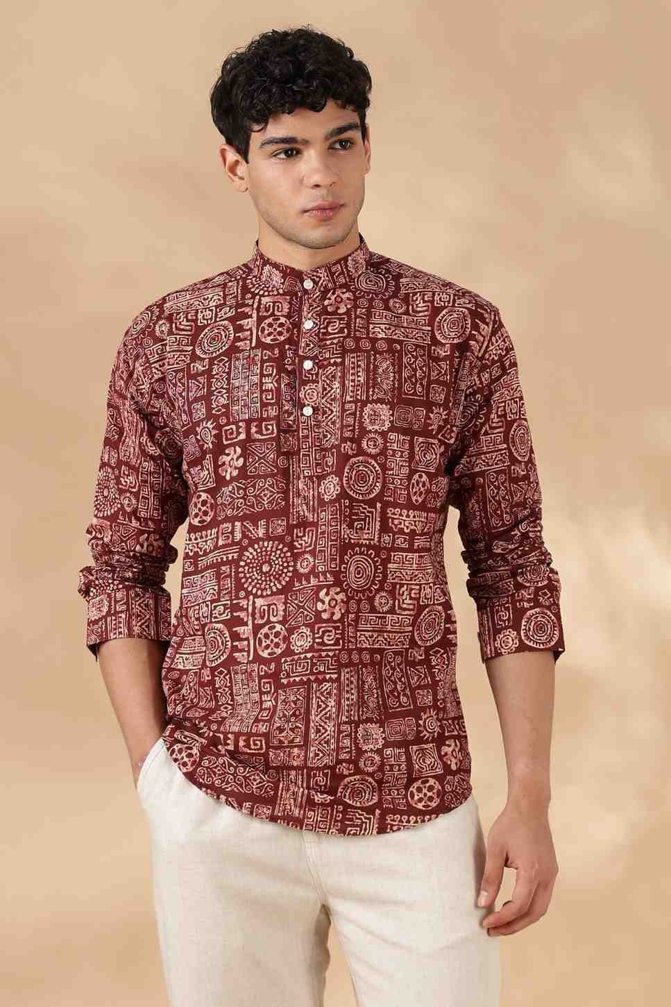 Nama’s Ethnic Cotton Short Kurta for Men