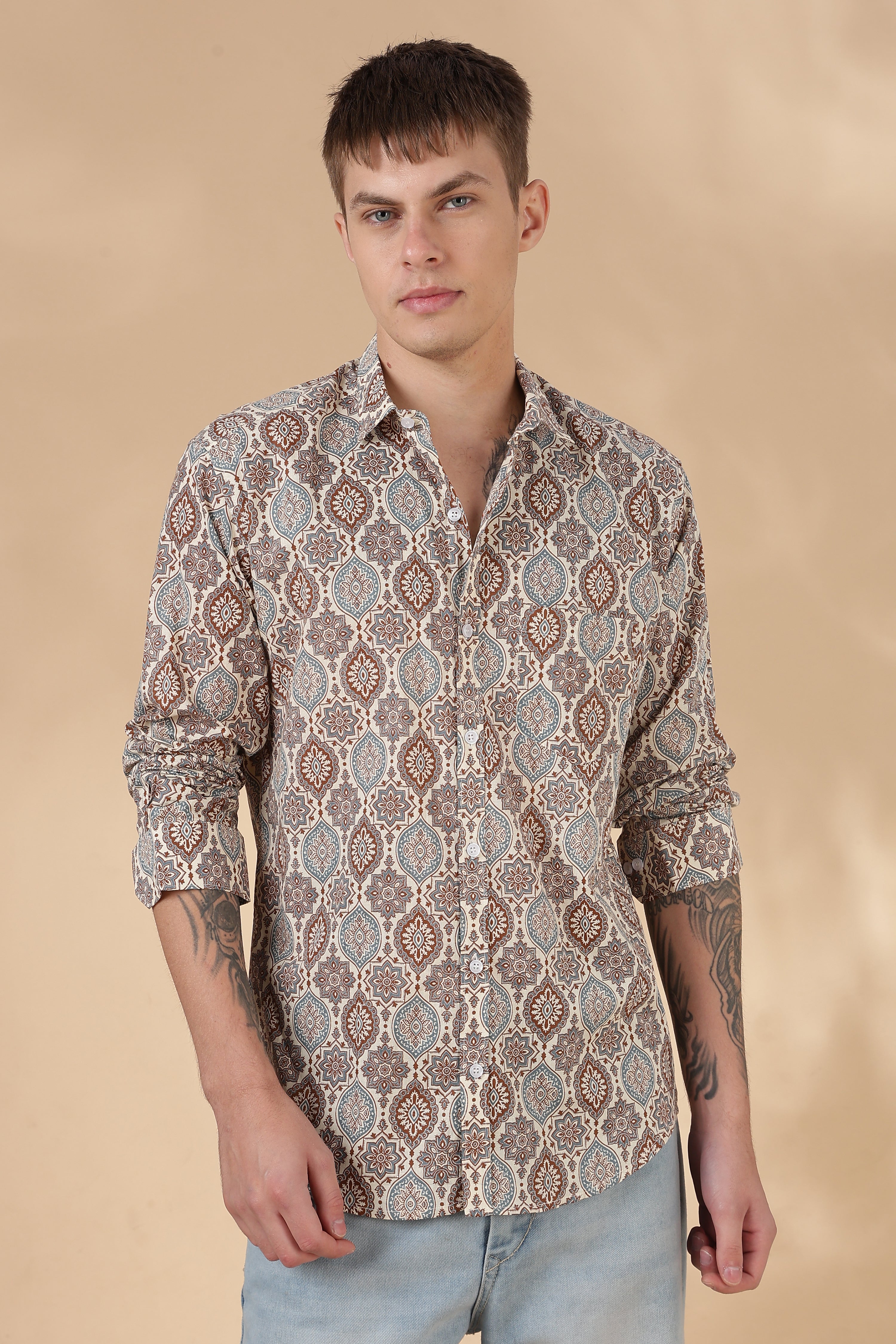 Nama’s Jaipur Men Full Sleeve Printed Cotton Shirt