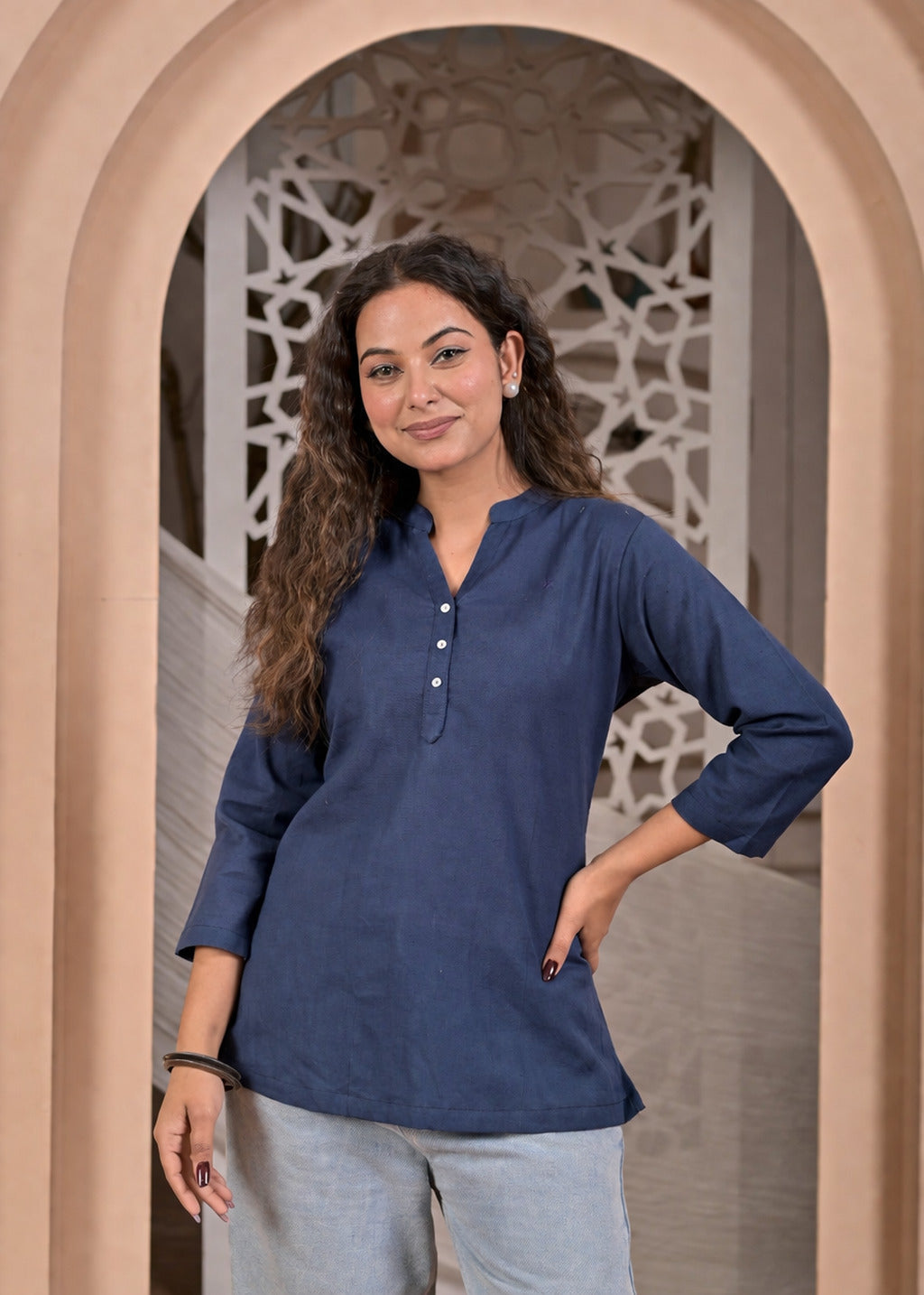 Nama’s Women Solid Black Straight Kurti Top
