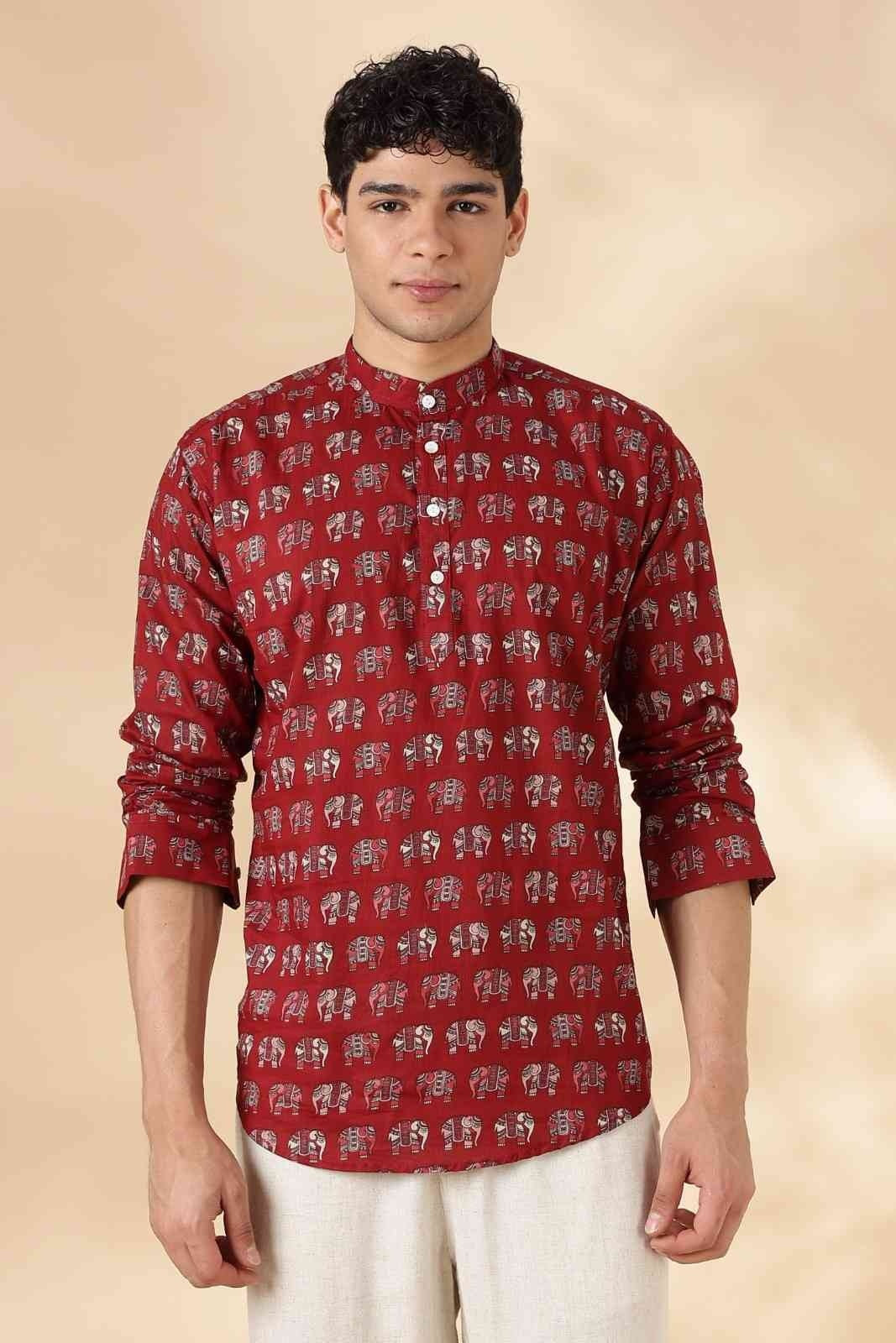 Nama’s Ethnic Cotton Short Kurta for Men