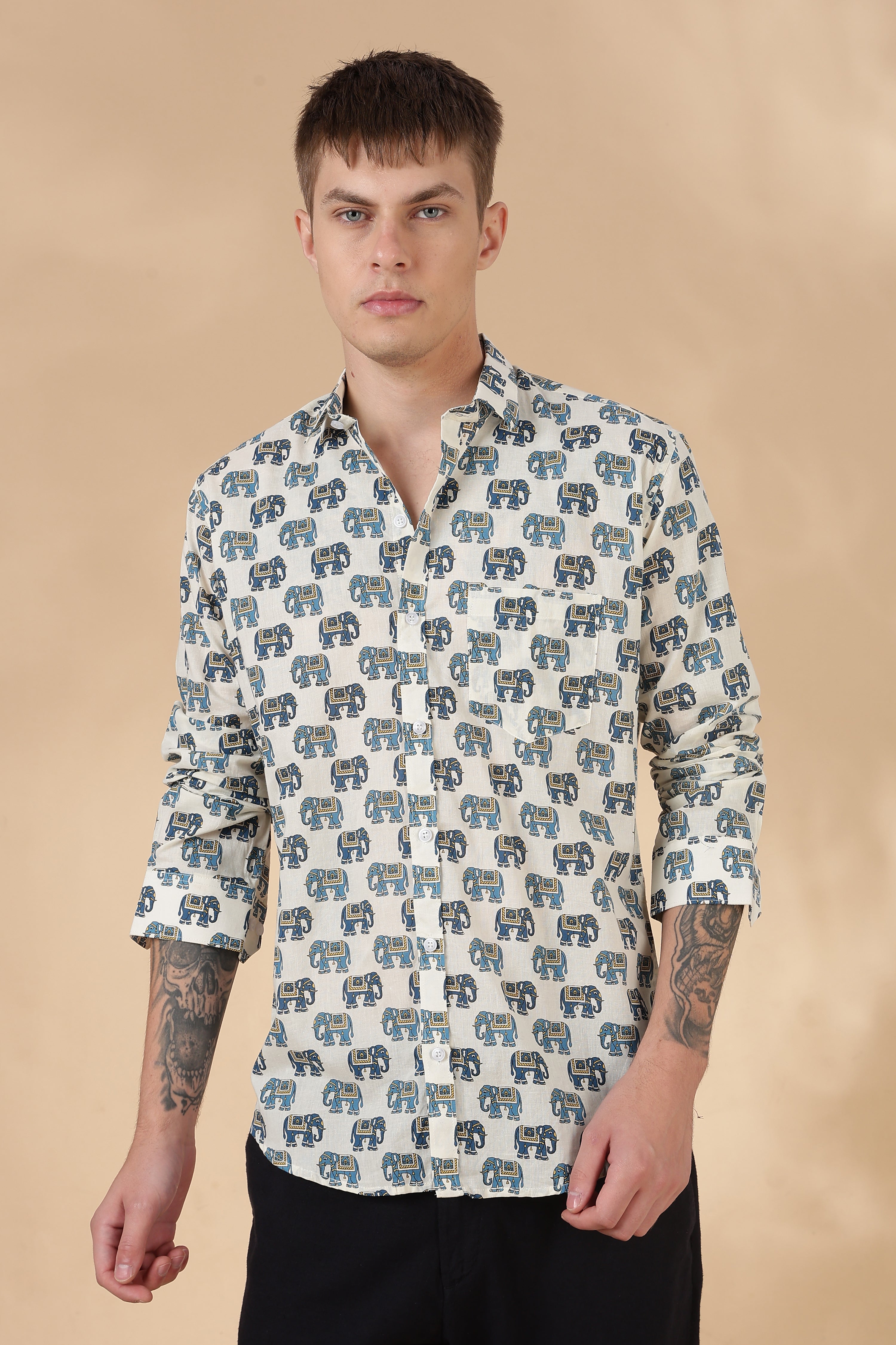 Nama’s Jaipur Men Full Sleeve Printed Cotton Shirt