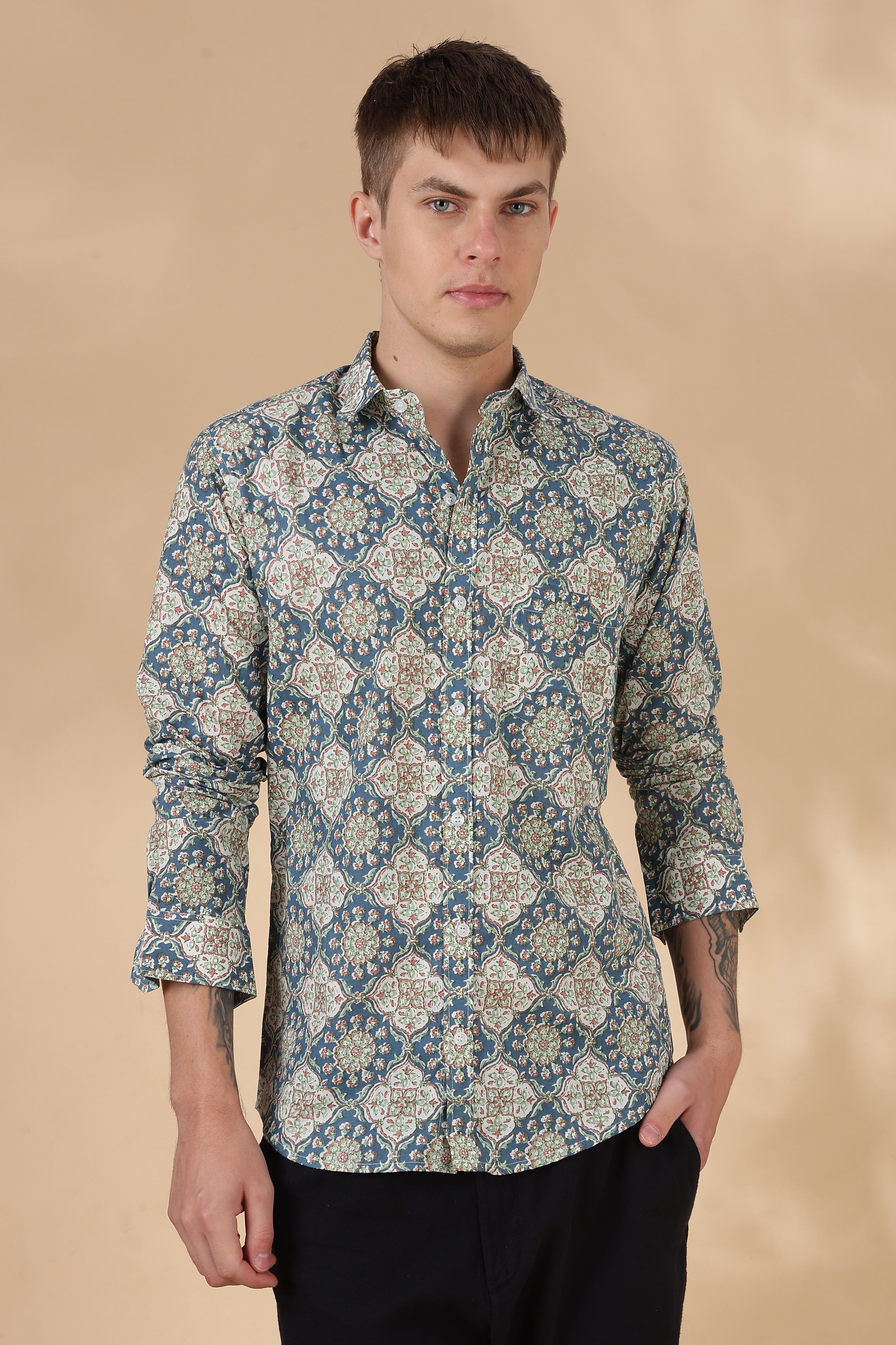 Nama’s Jaipur Men Full Sleeve Printed Cotton Shirt