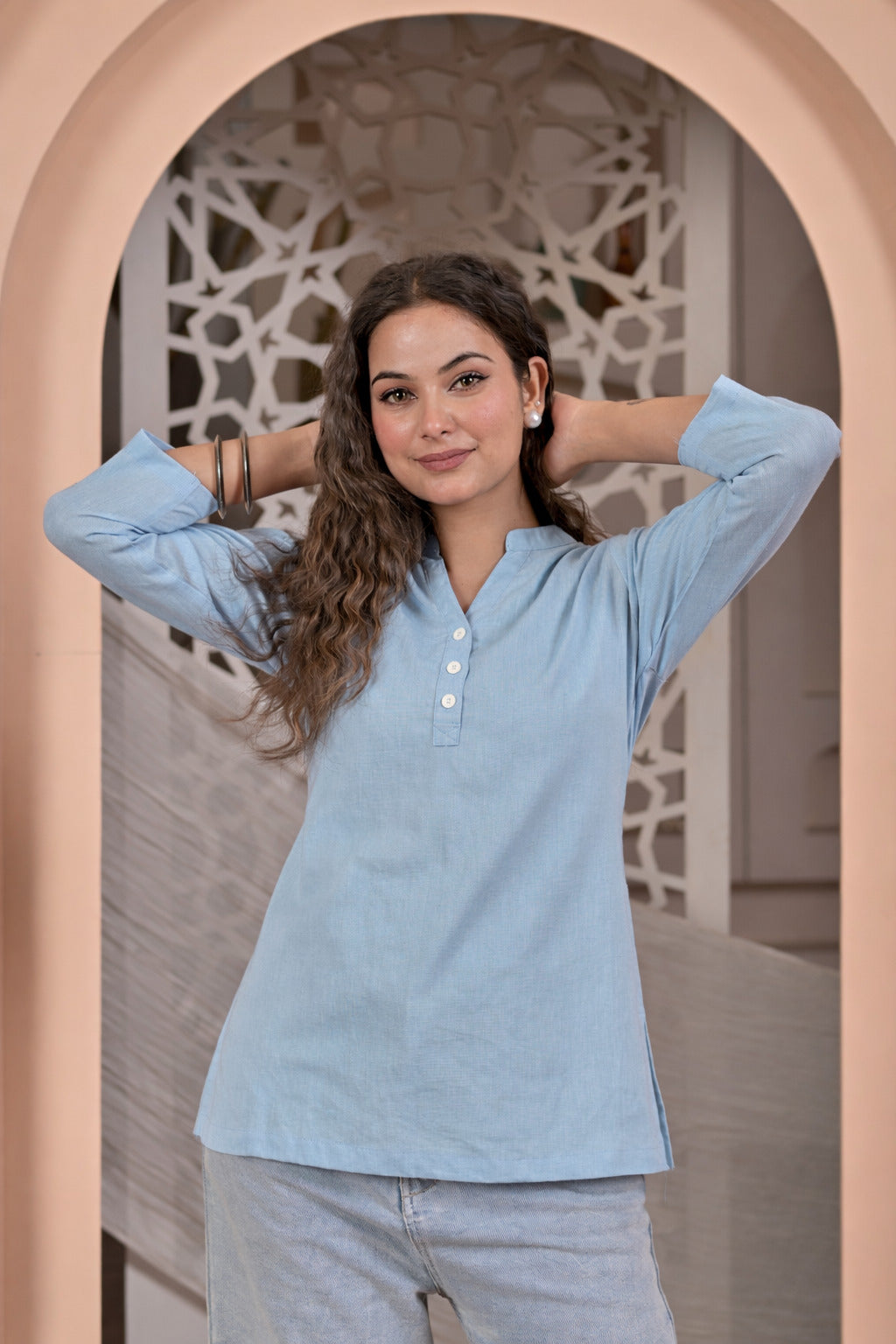Nama’s Women Solid Black Straight Kurti Top
