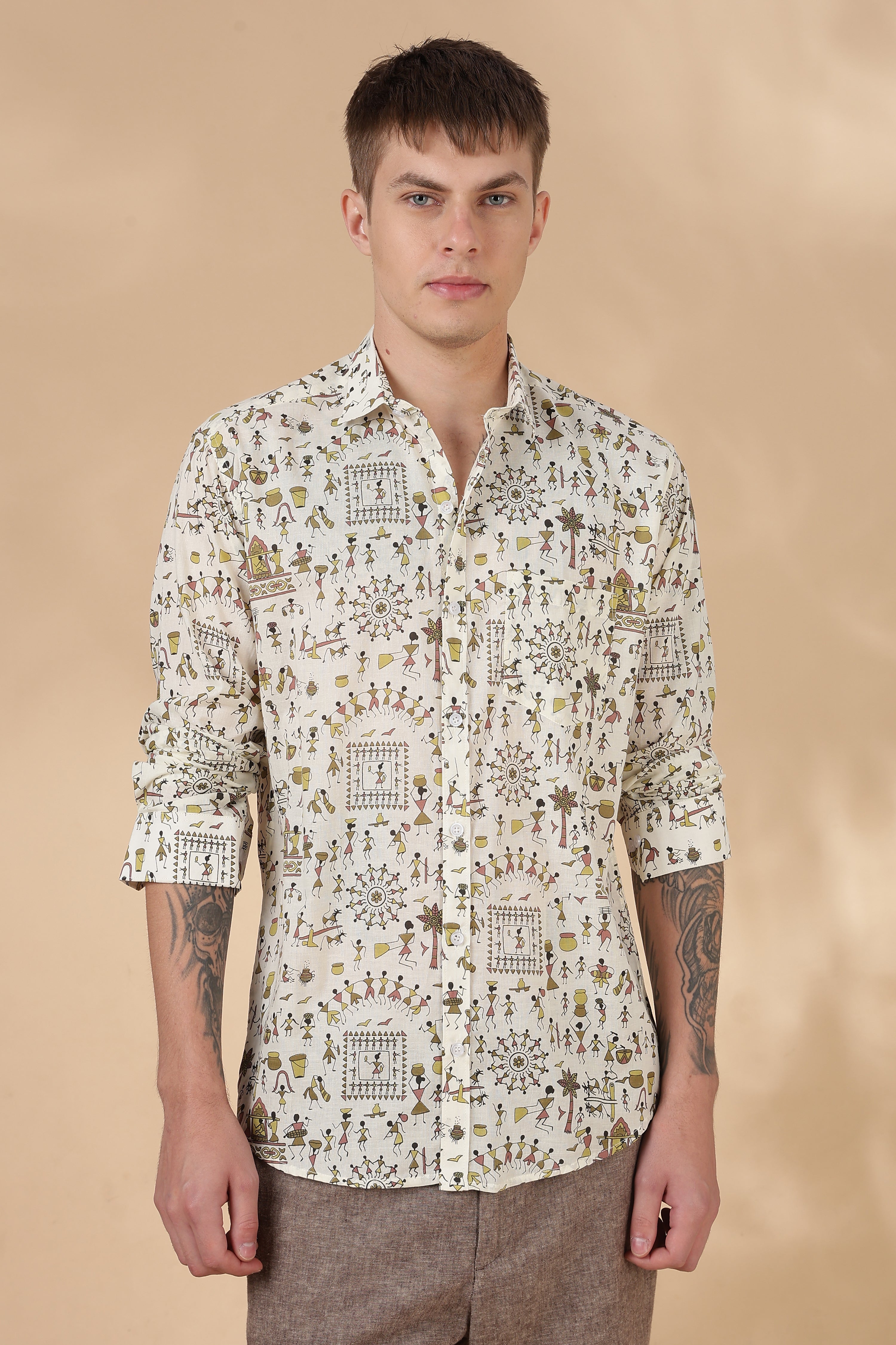 Nama’s Men Full Sleeve Printed Cotton Shirt