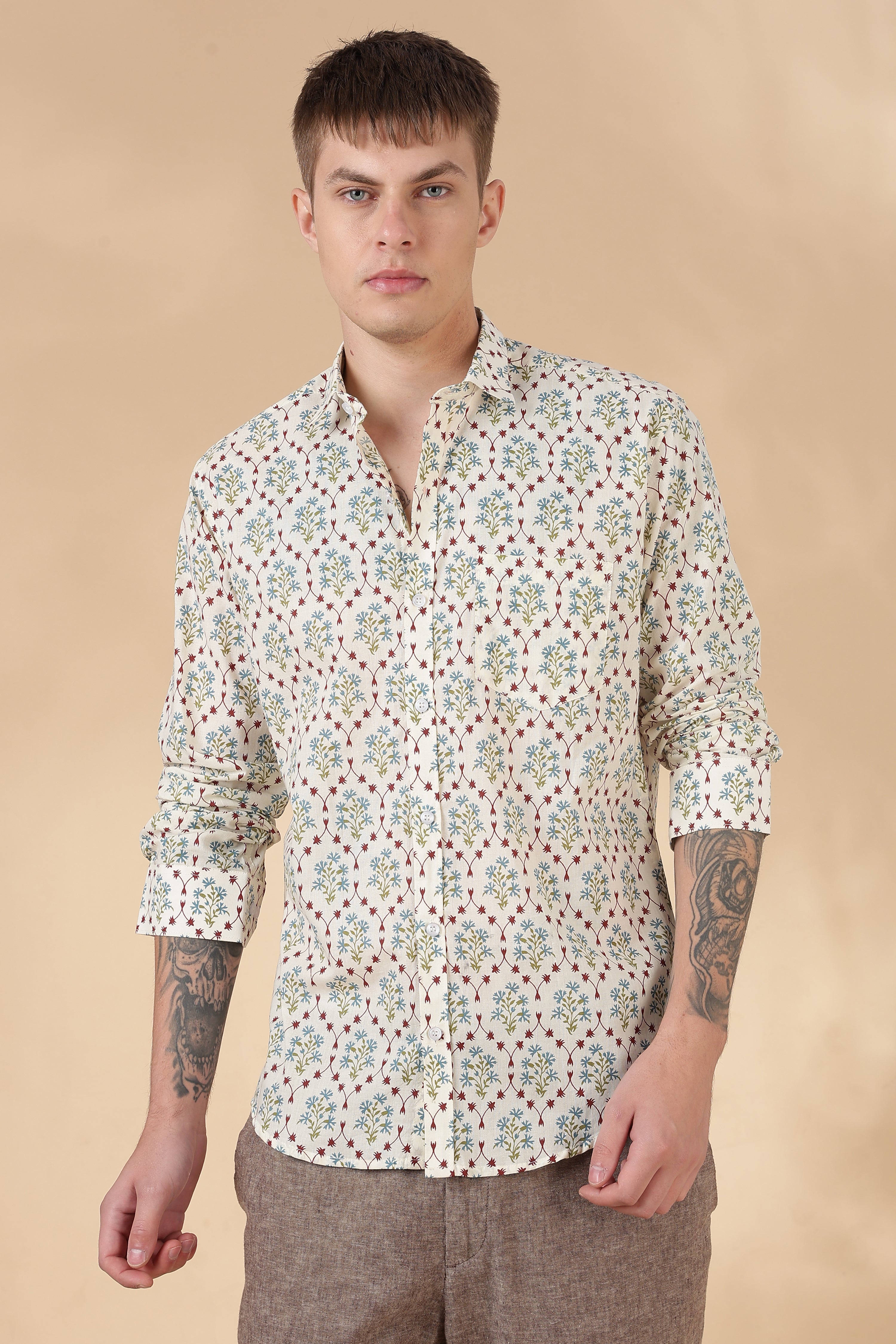 Nama’s Men Full Sleeve Printed Cotton Shirt