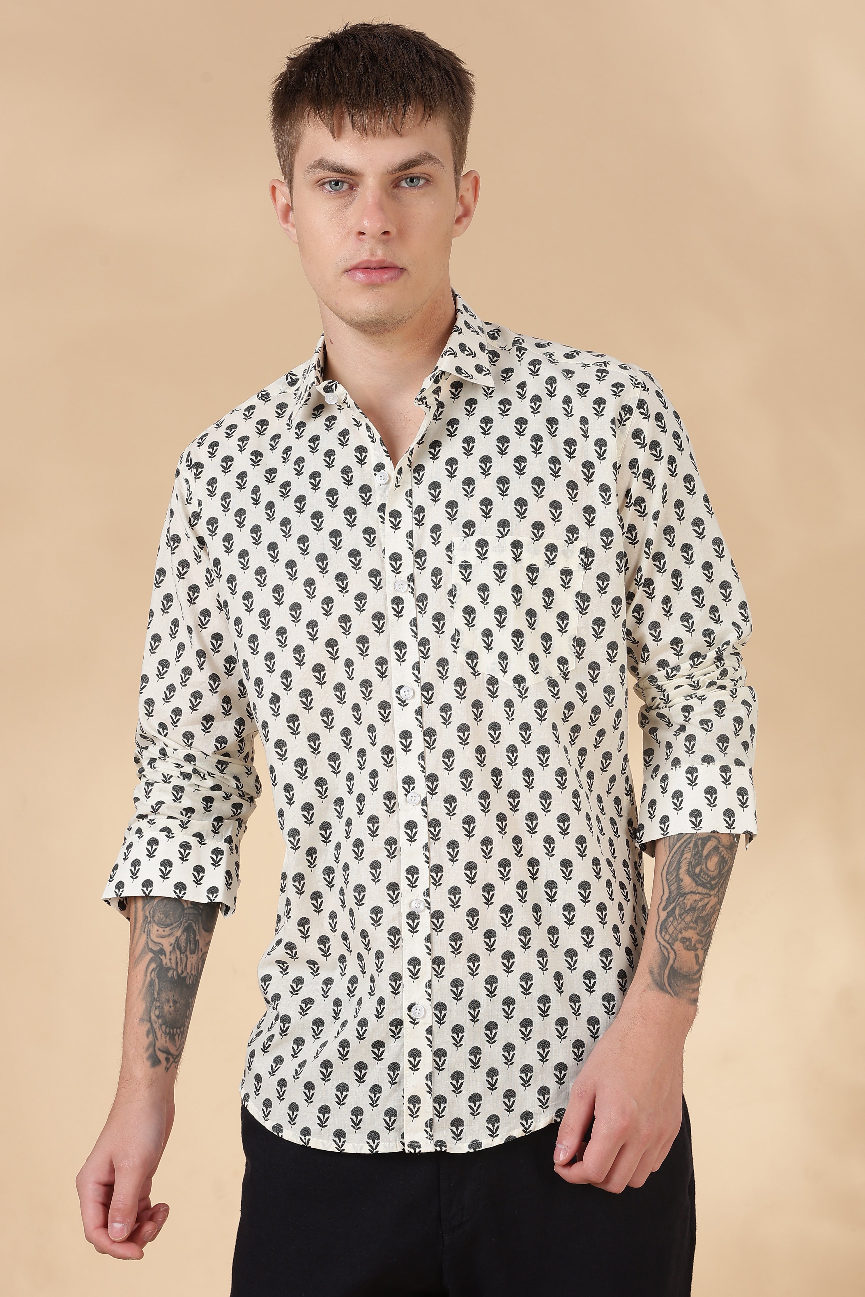 Nama’s Jaipur Men Full Sleeve Printed Cotton Shirt