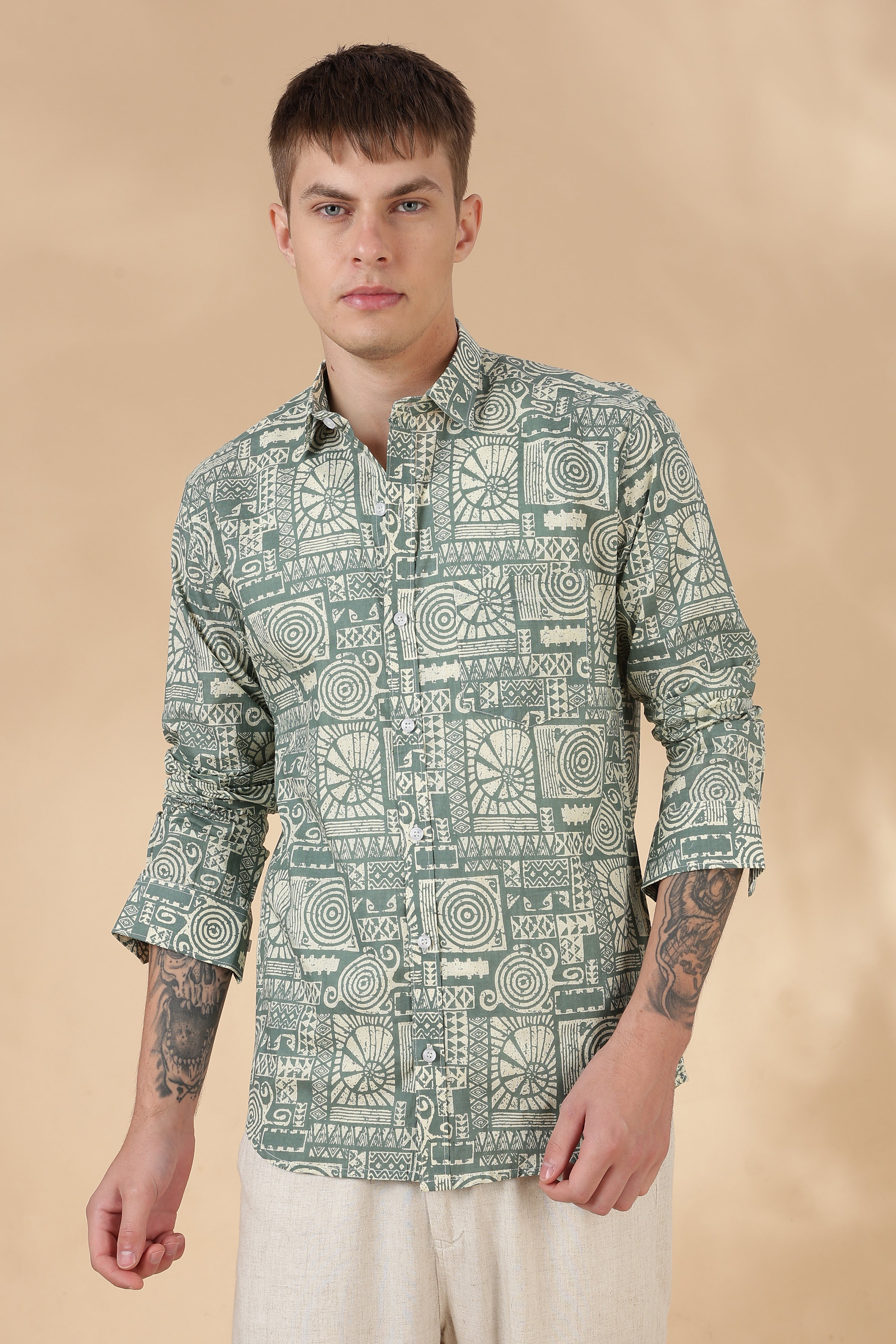 Nama’s Jaipur Men Full Sleeve Printed Cotton Shirt