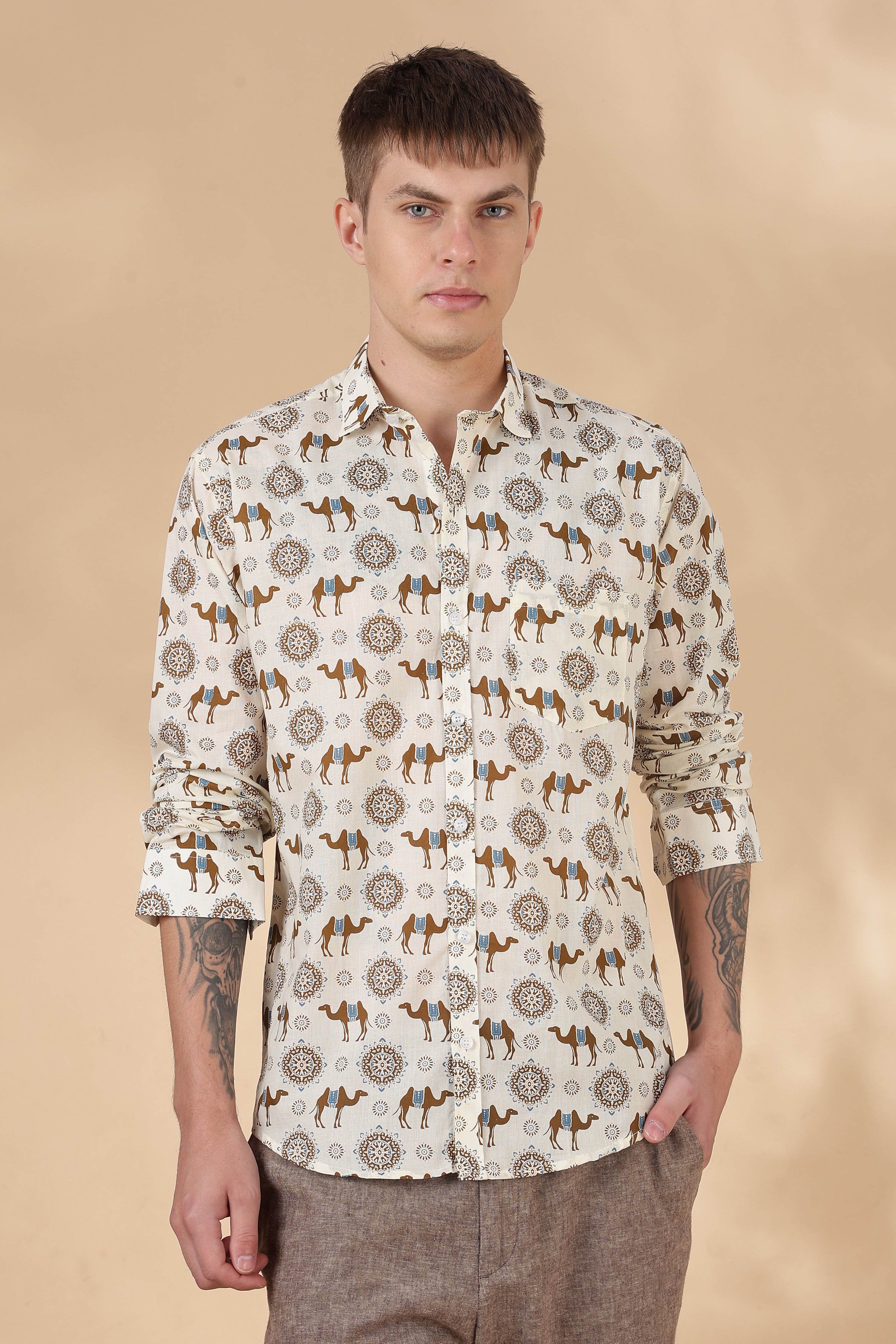 Nama’s Men Full Sleeve Printed Cotton Shirt