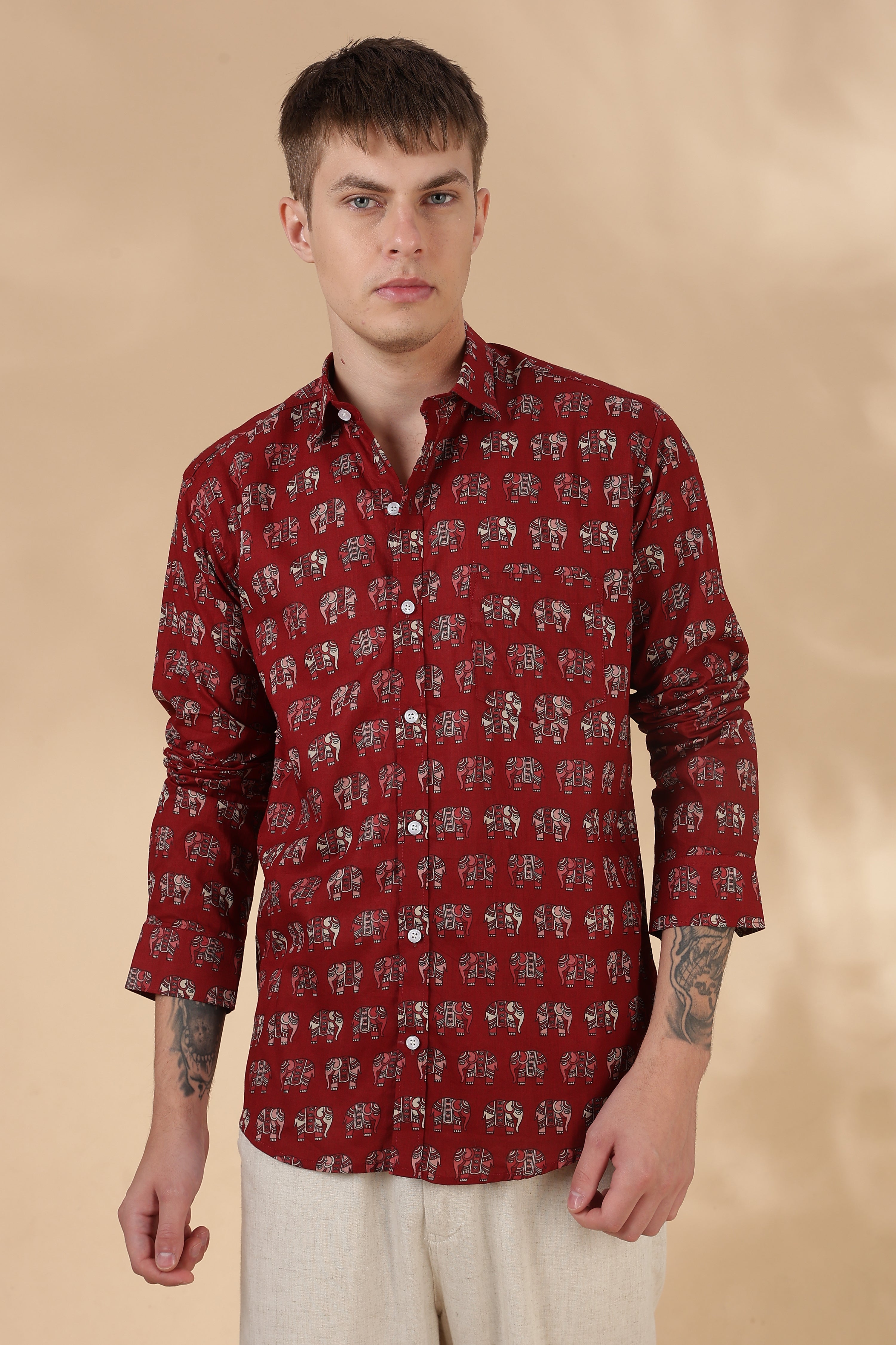 Nama’s Men Full Sleeve Printed Cotton Shirt
