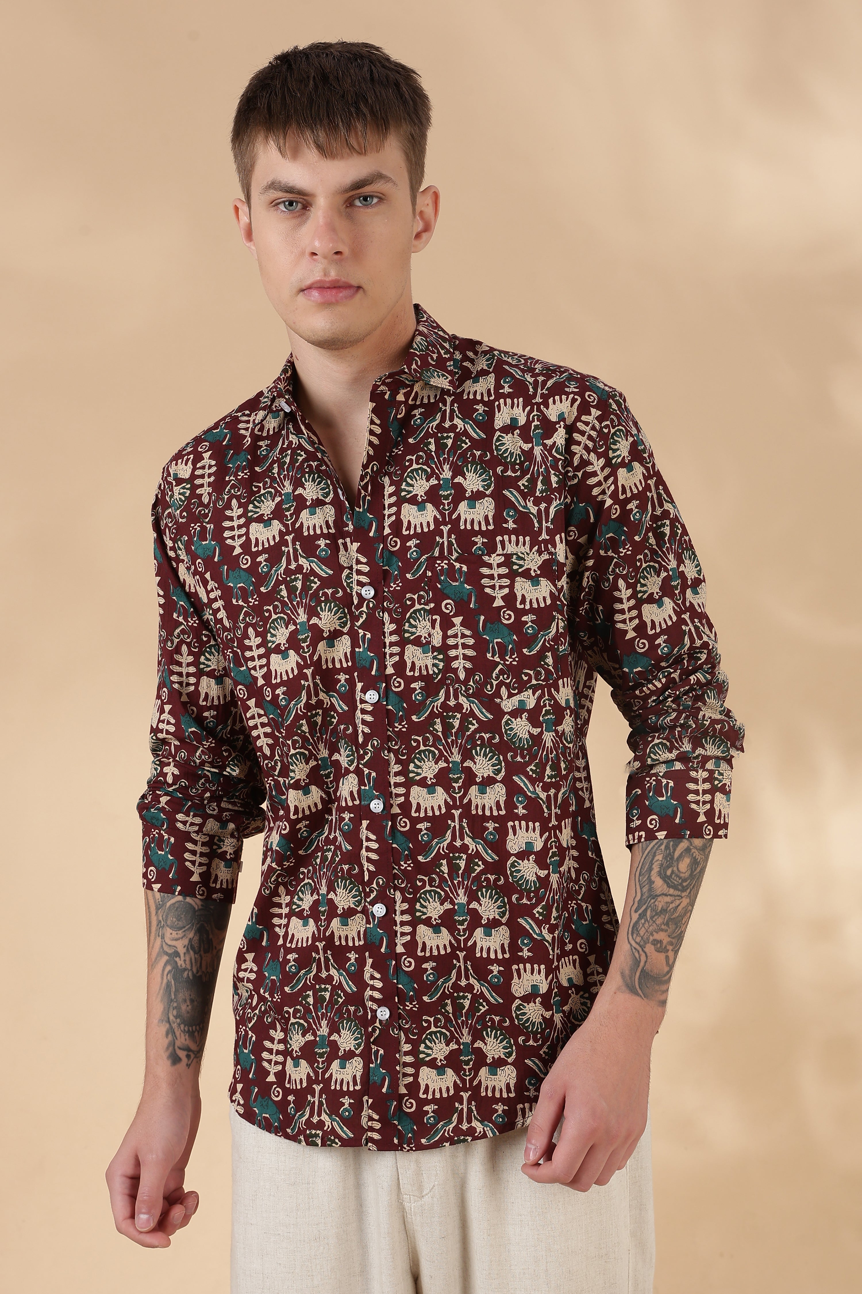 Nama’s Men Full Sleeve Printed Cotton Shirt