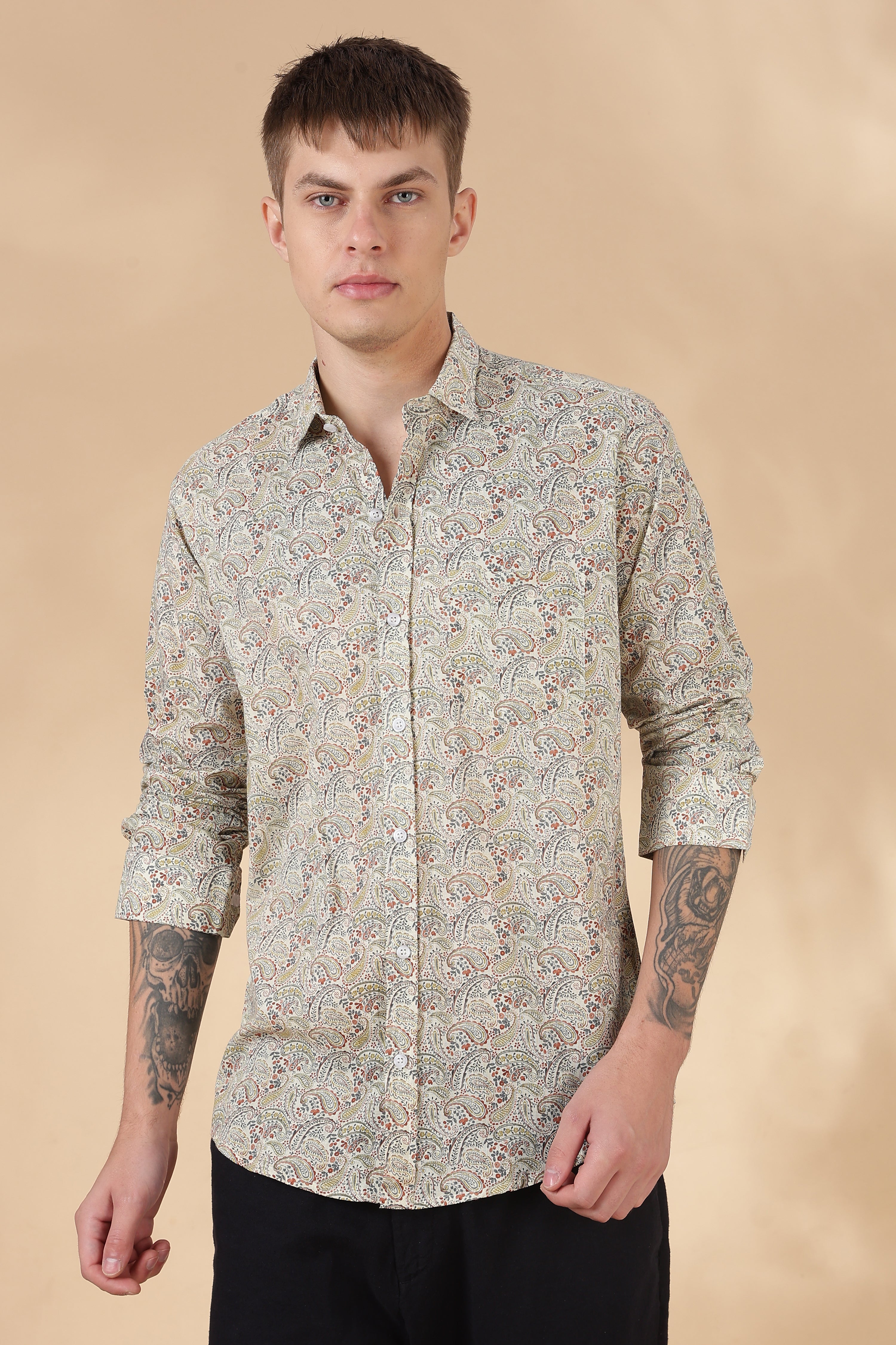 Nama’s Men Full Sleeve Printed Cotton Shirt