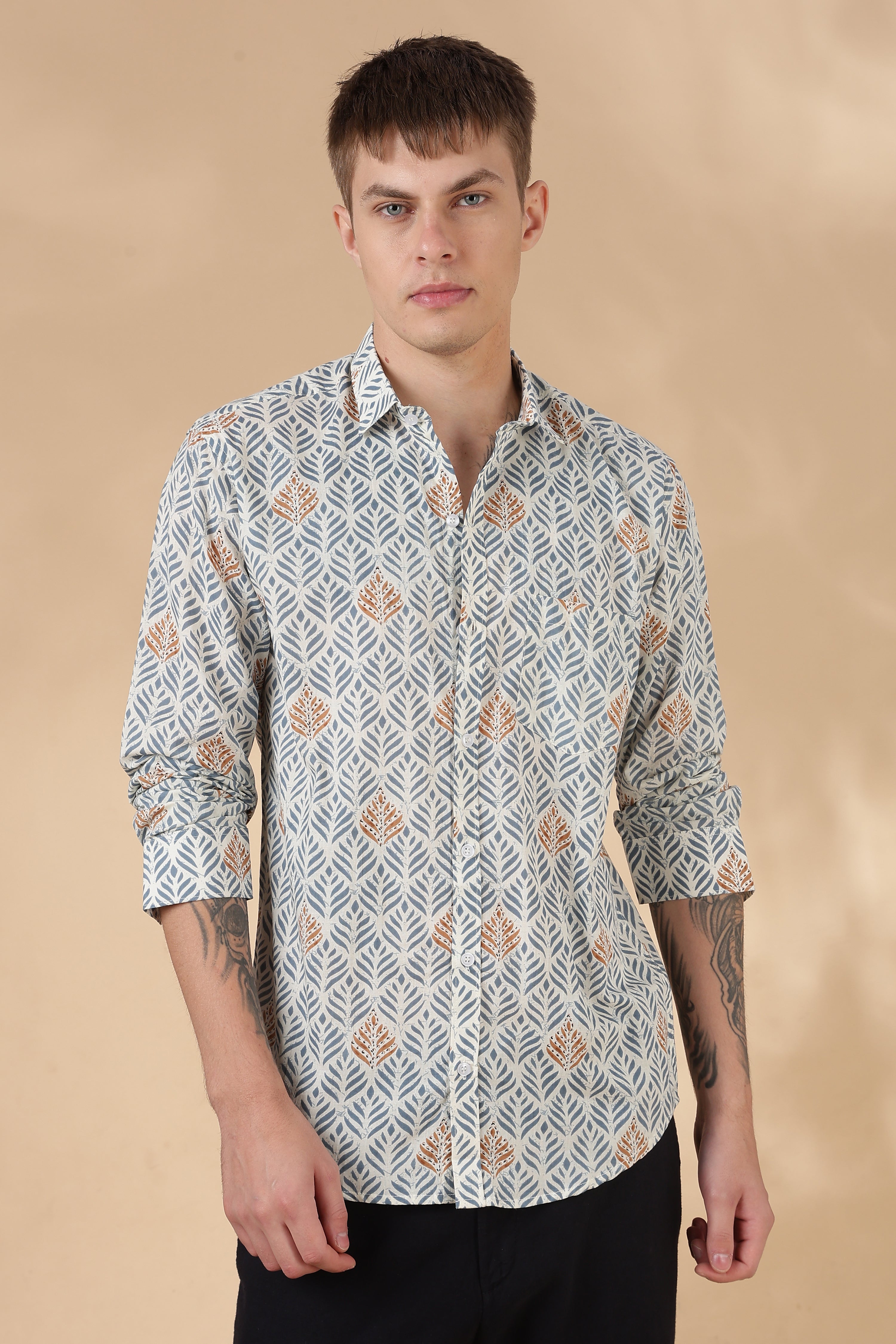 Nama’s Men Full Sleeve Printed Cotton Shirt