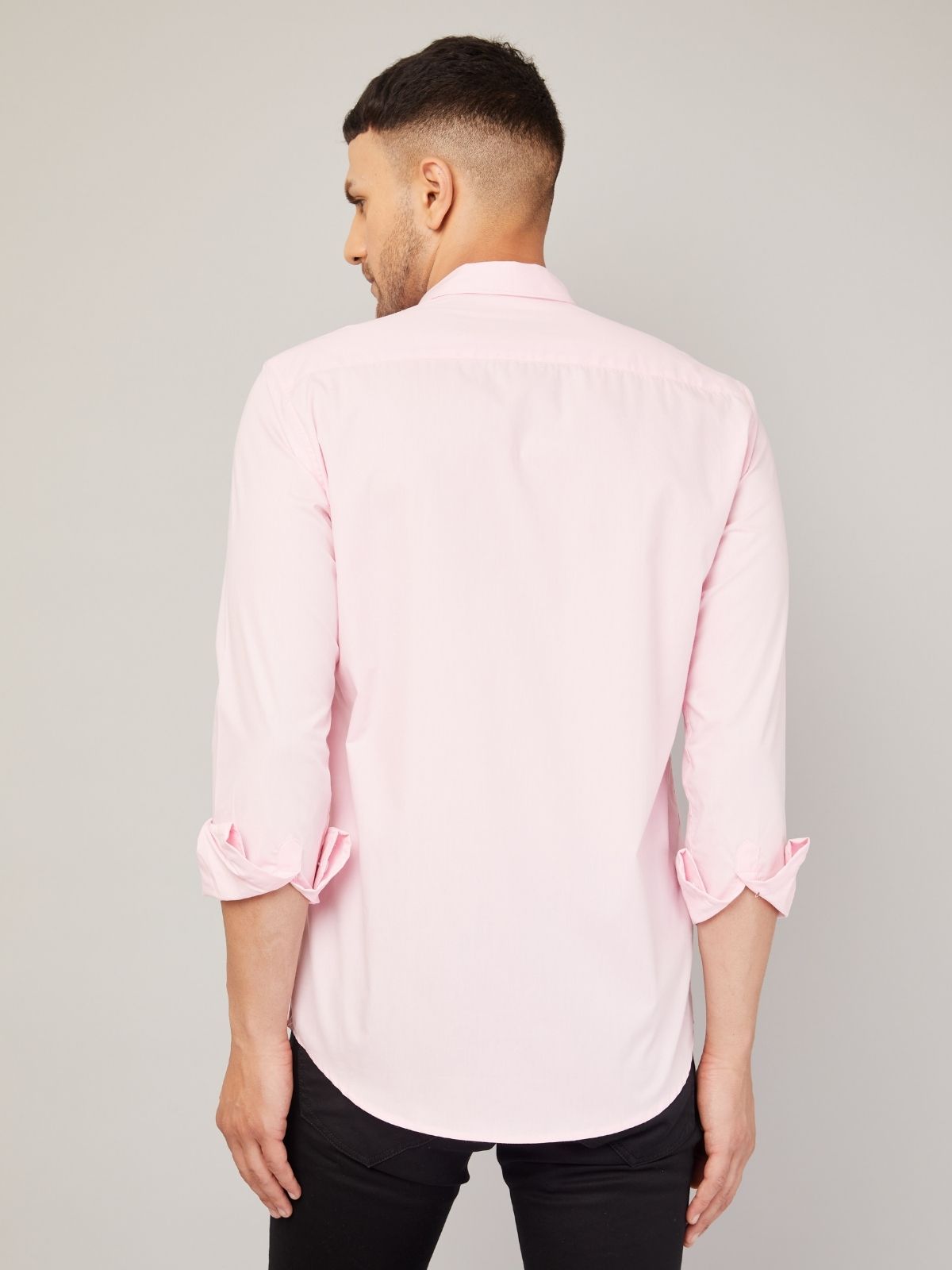 Louis Monarch Men Regular Fit Solid Spread  Collar Casual Pink Color Shirt