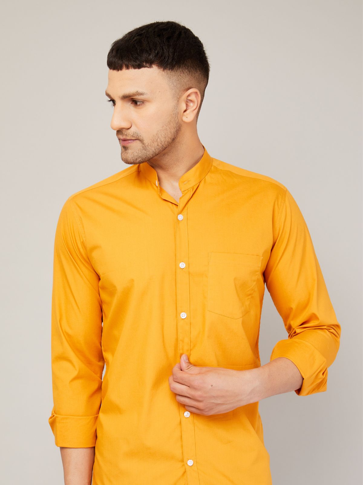 Mandarin collar shirt