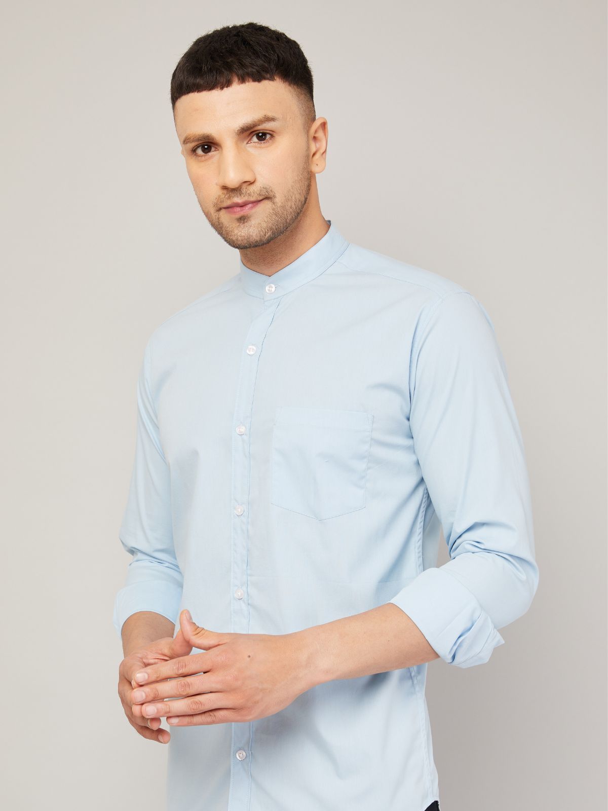 Mandarin collar shirt