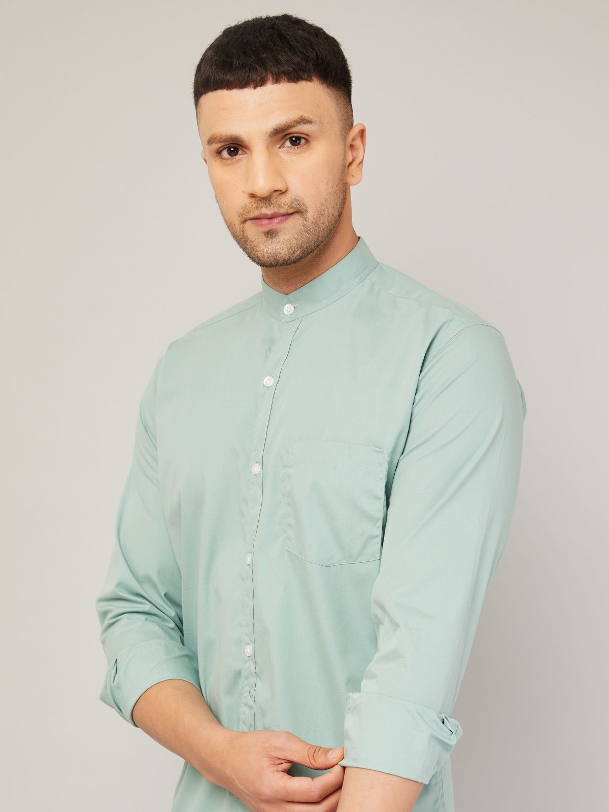 Mandarin collar shirt