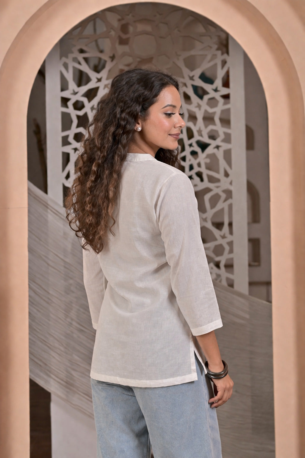 Nama’s Women Solid Black Straight Kurti Top