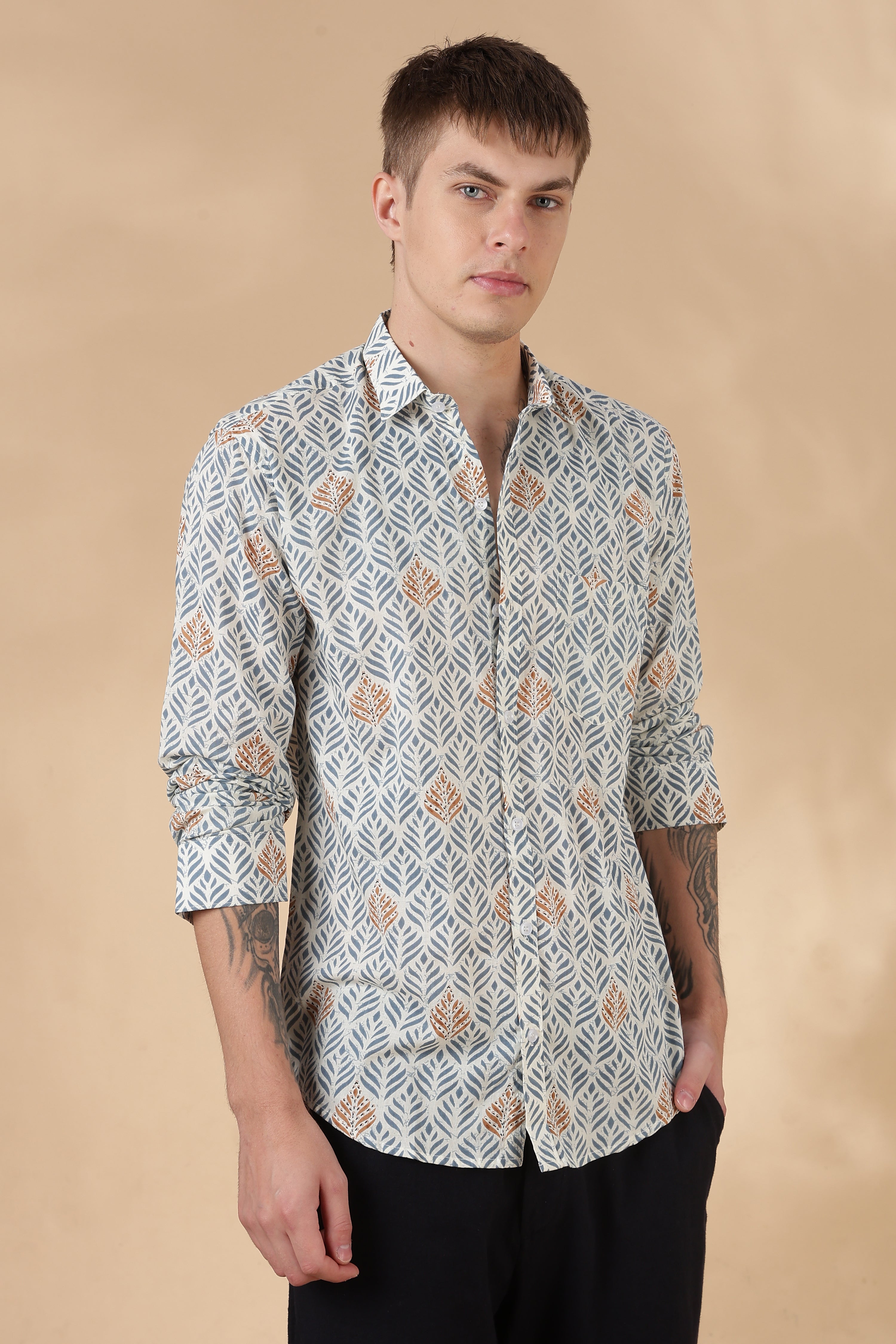 Nama’s Men Full Sleeve Printed Cotton Shirt