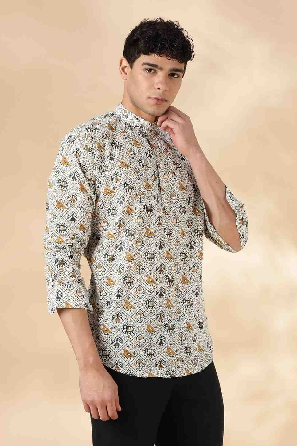 Nama’s Ethnic Cotton Short Kurta for Men