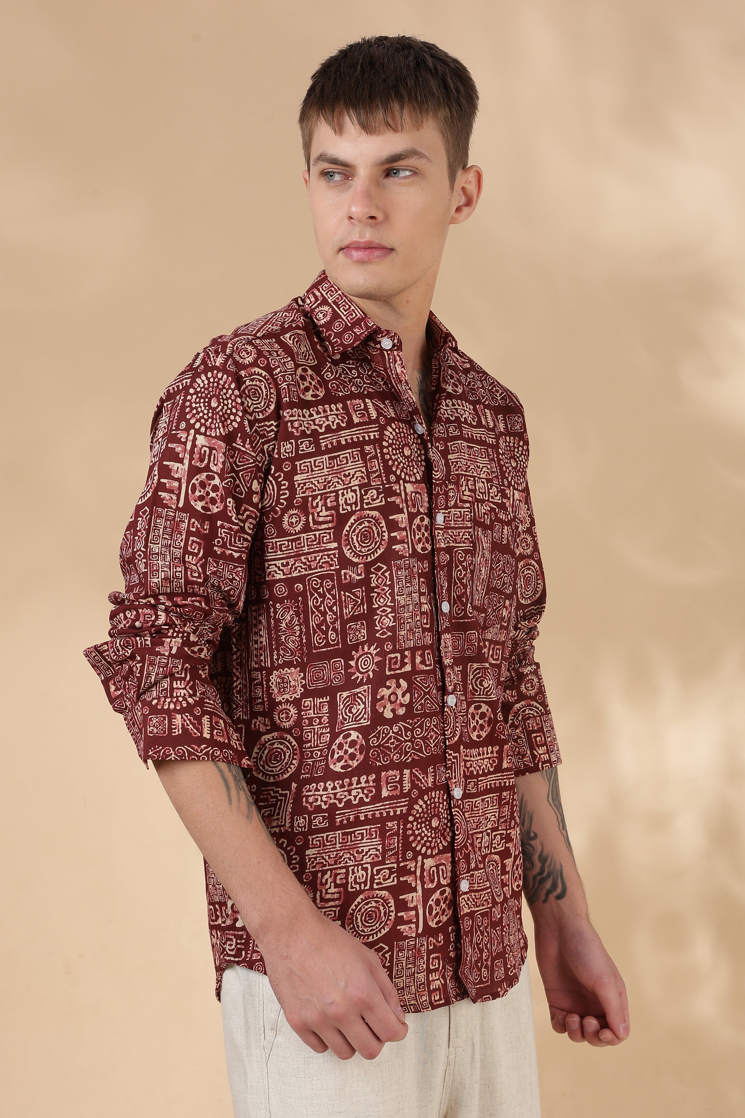 Nama’s Men Full Sleeve Printed Cotton Shirt