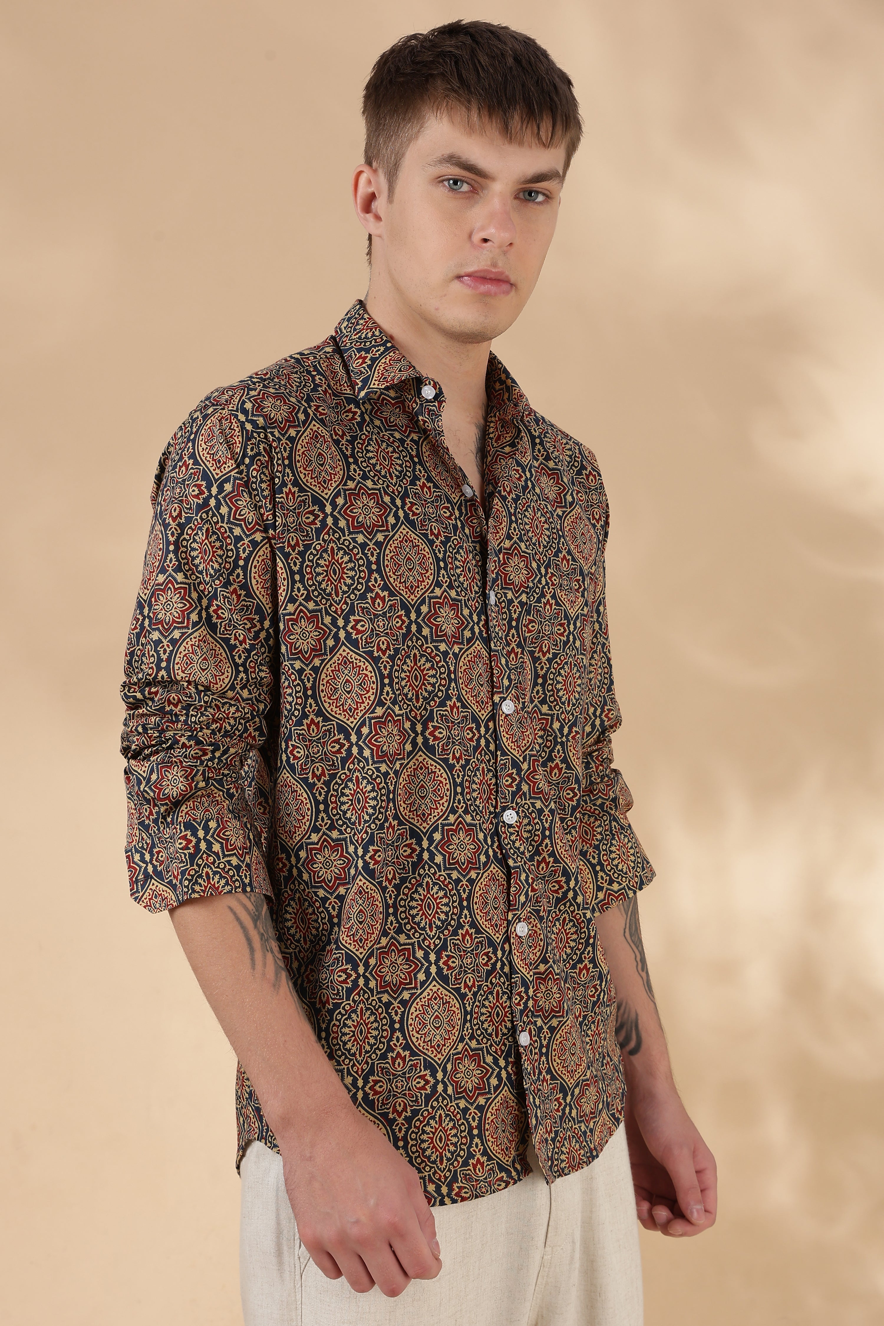 Nama’s Men Full Sleeve Printed Cotton Shirt