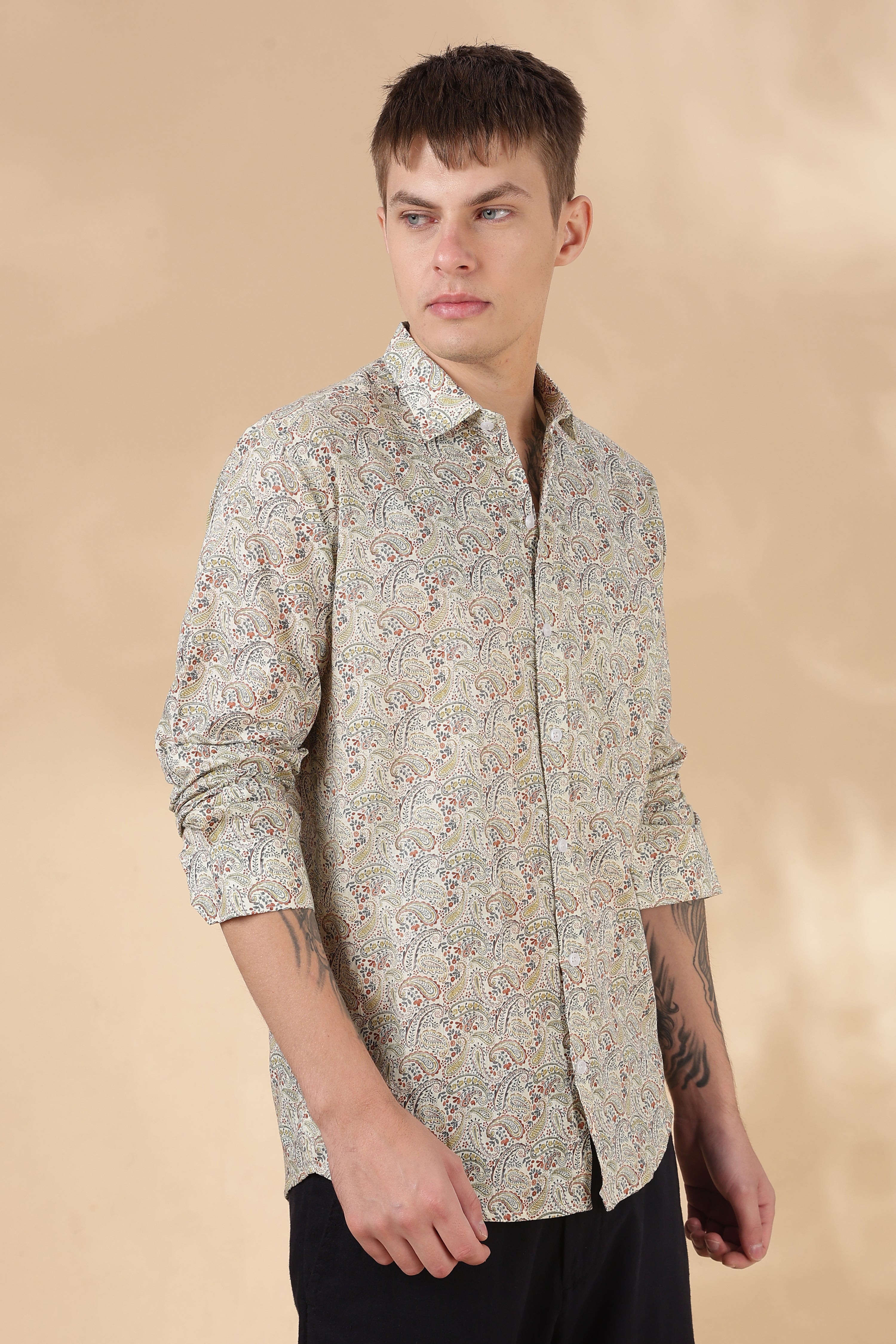 Nama’s Men Full Sleeve Printed Cotton Shirt