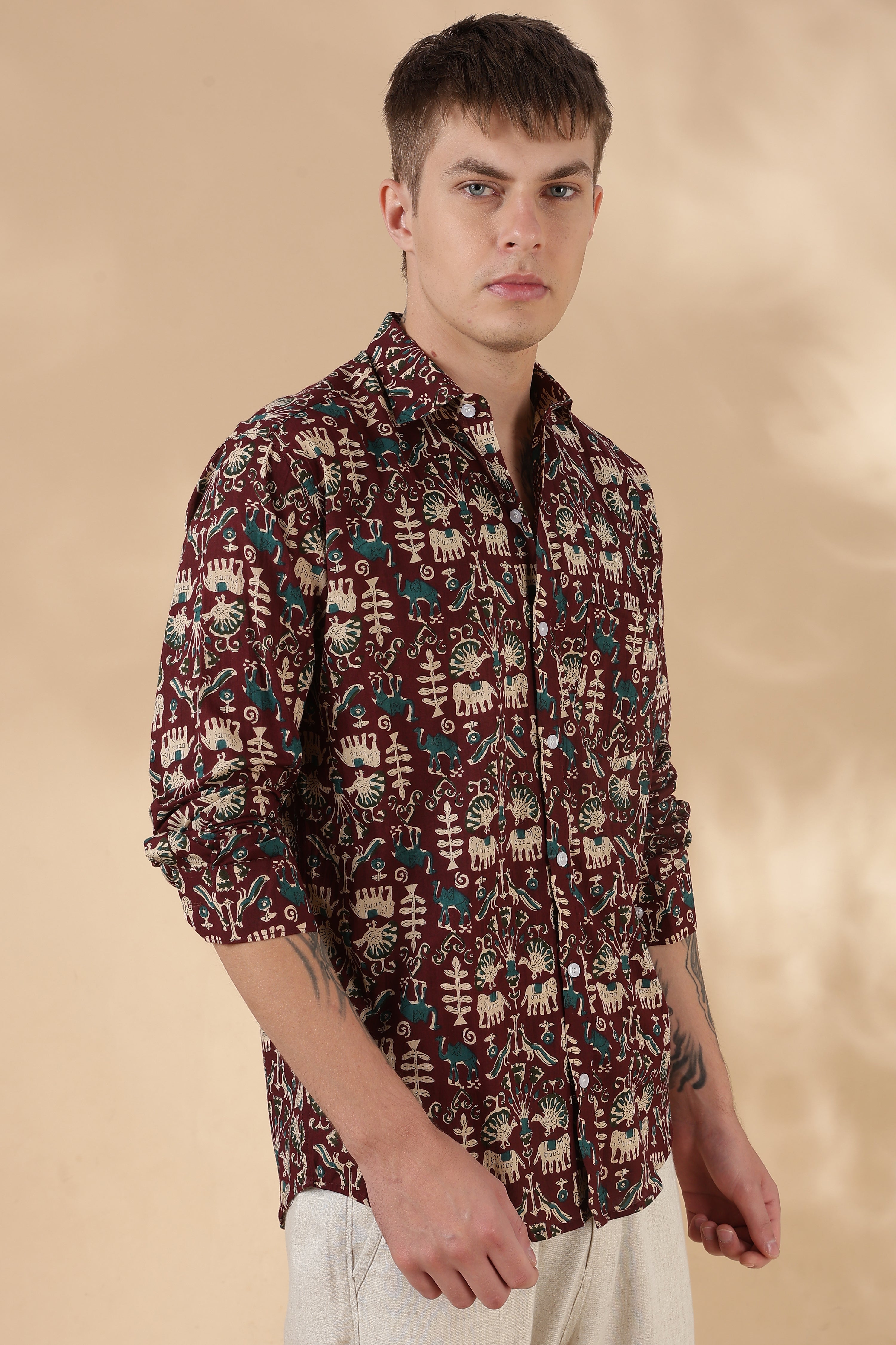 Nama’s Men Full Sleeve Printed Cotton Shirt