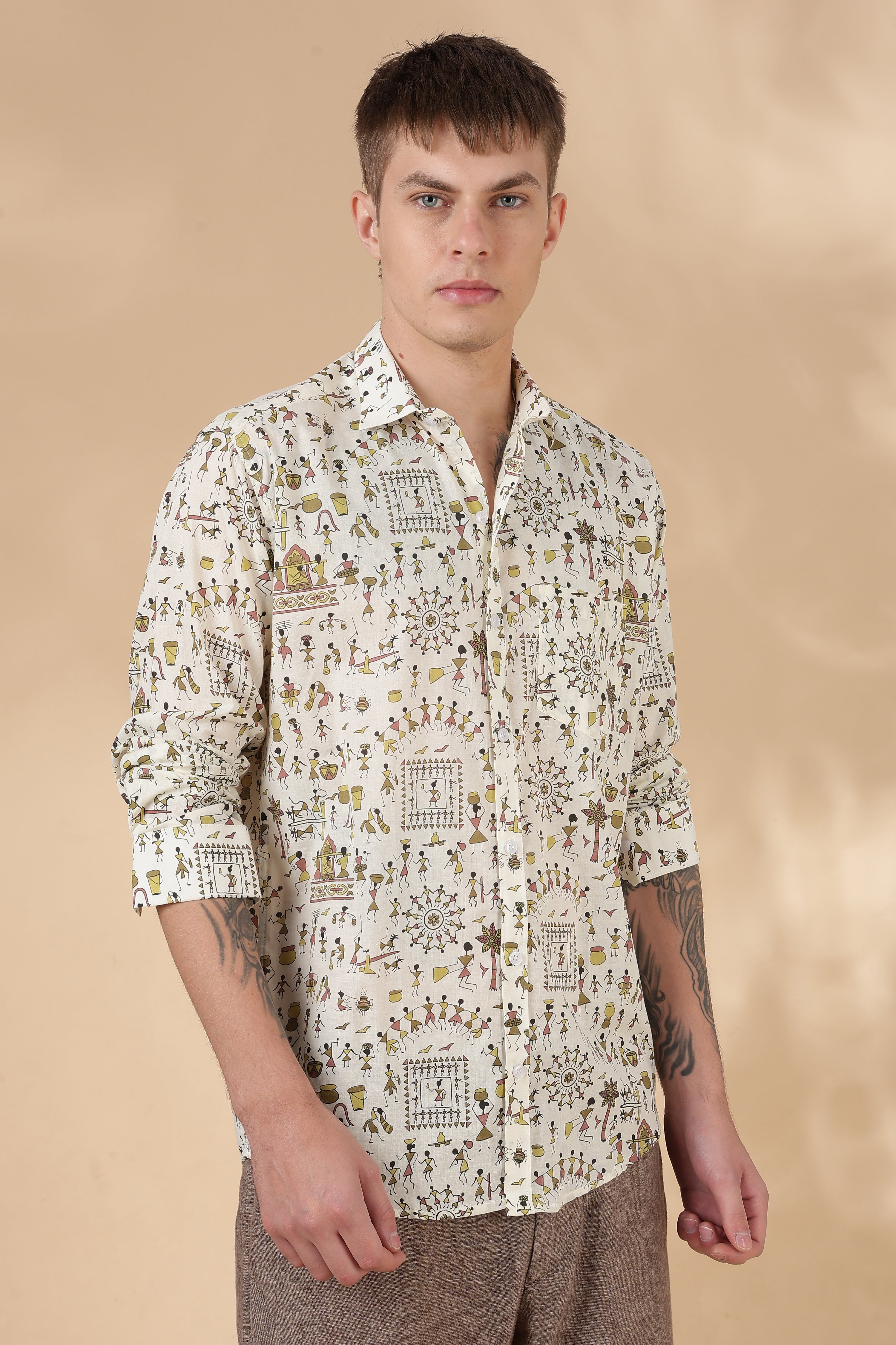 Nama’s Men Full Sleeve Printed Cotton Shirt