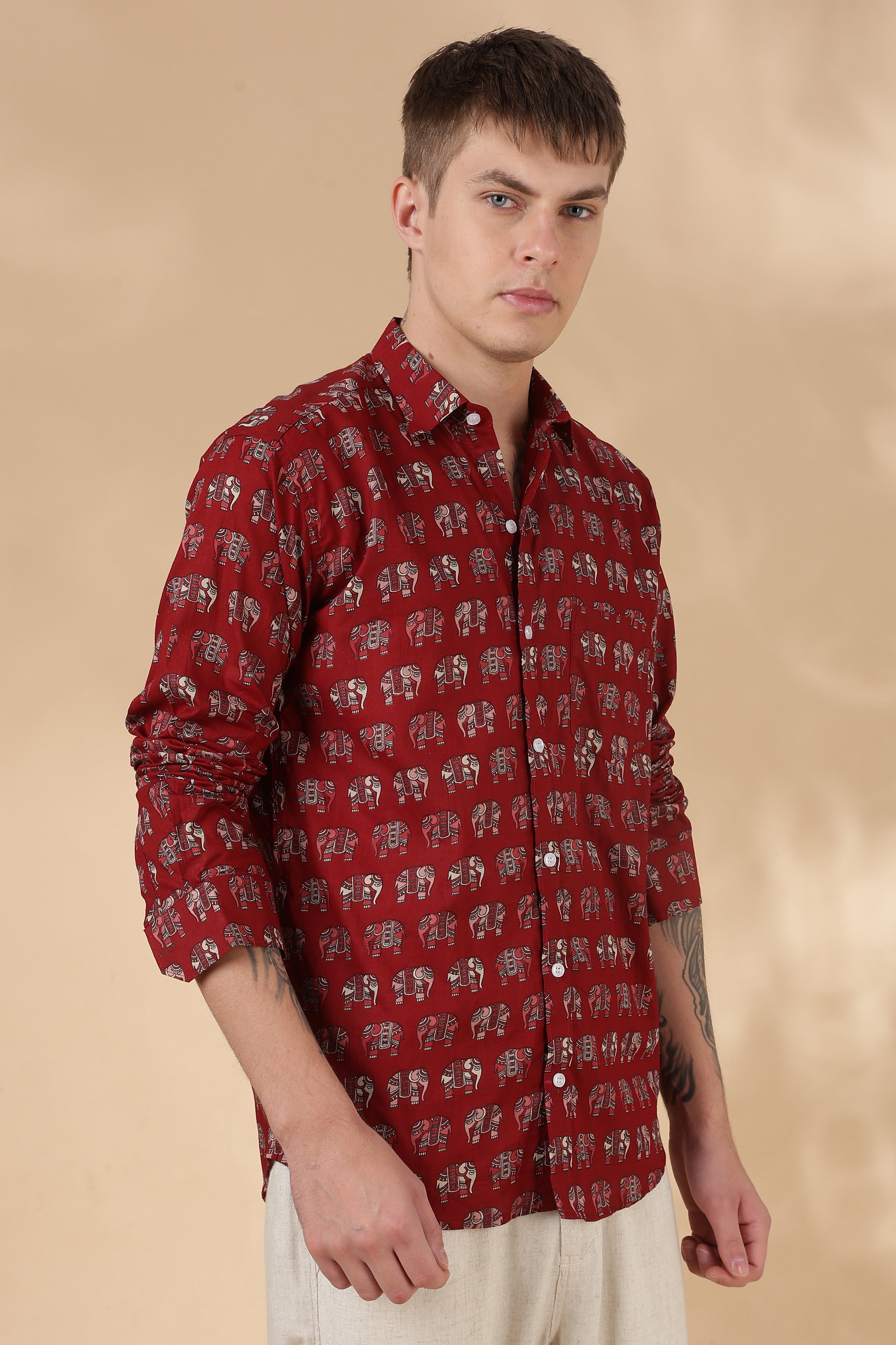 Nama’s Men Full Sleeve Printed Cotton Shirt