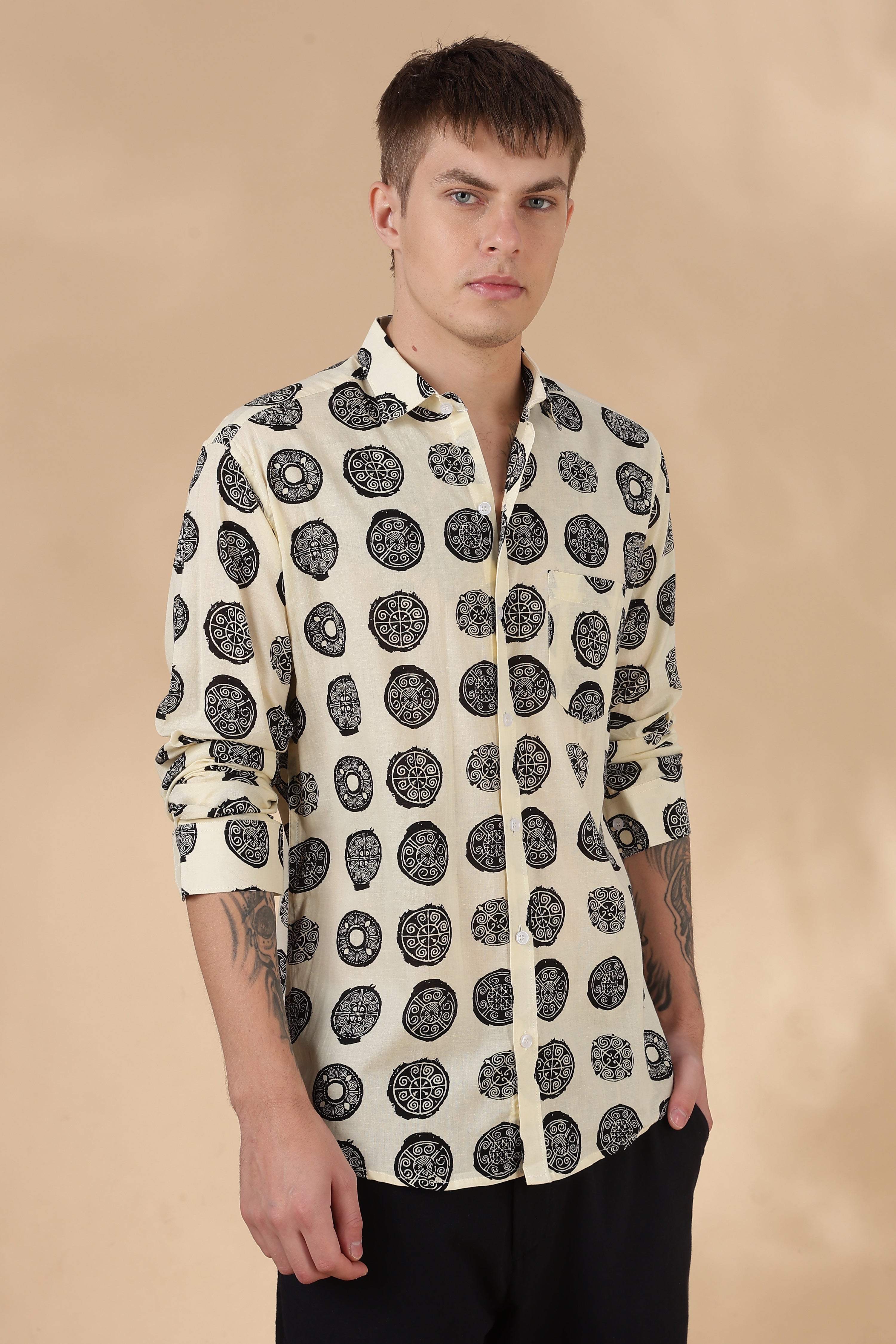 Nama’s Men Full Sleeve Printed Cotton Shirt