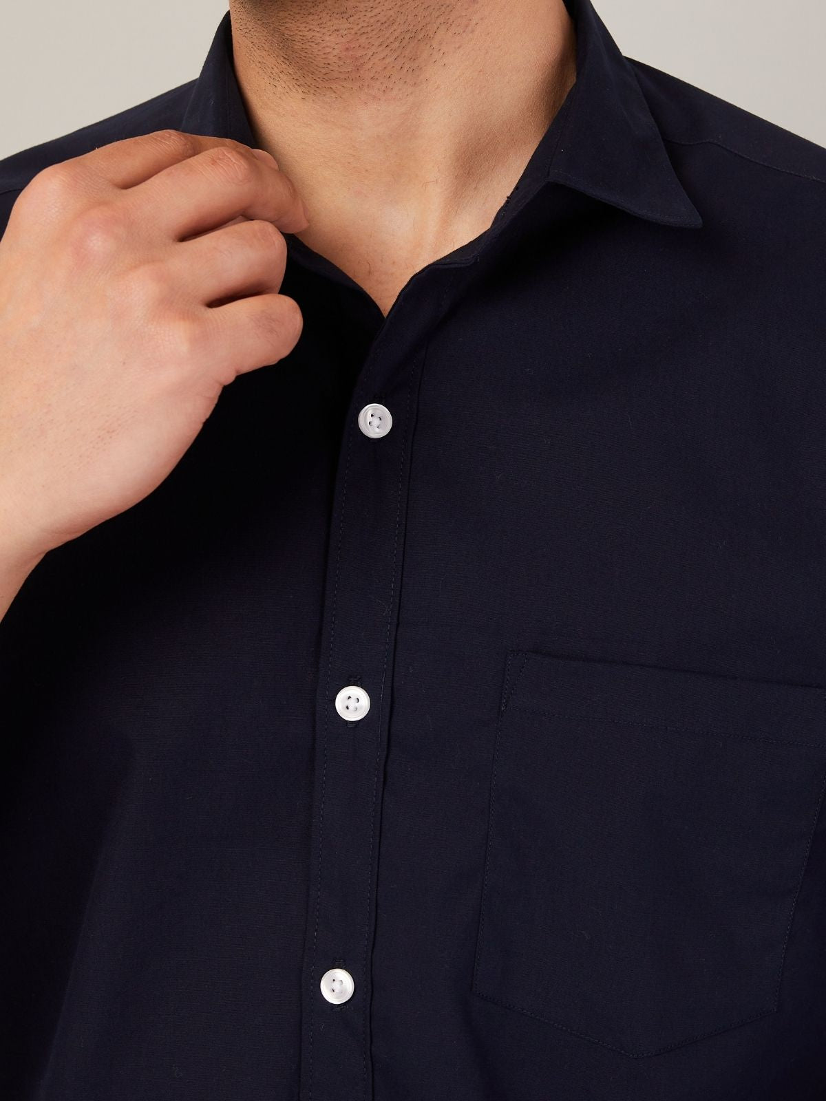 Louis Monarch Men Regular Fit Solid Spread  Collar Casual Navy Blue Color Shirt