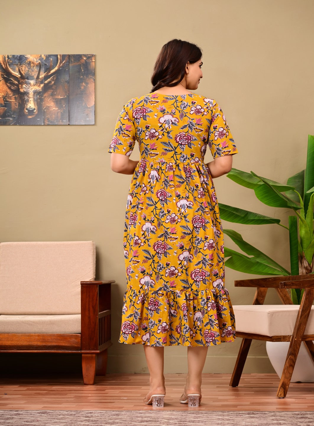 Nama’s Women Floral Printed Flared Midi Dress